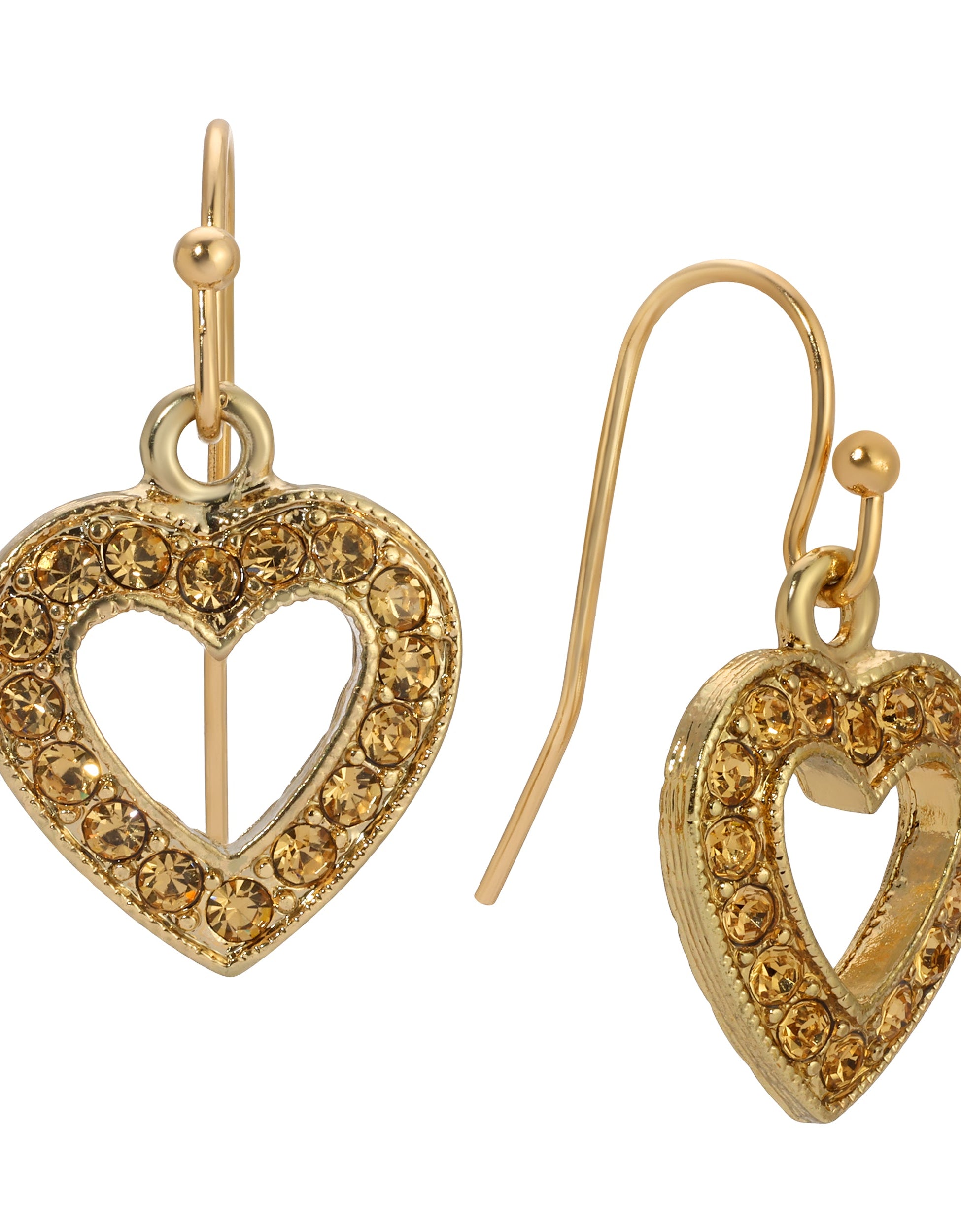 1928 Jewelry Topaz Crystal Open Heart Wire Drop Earrings