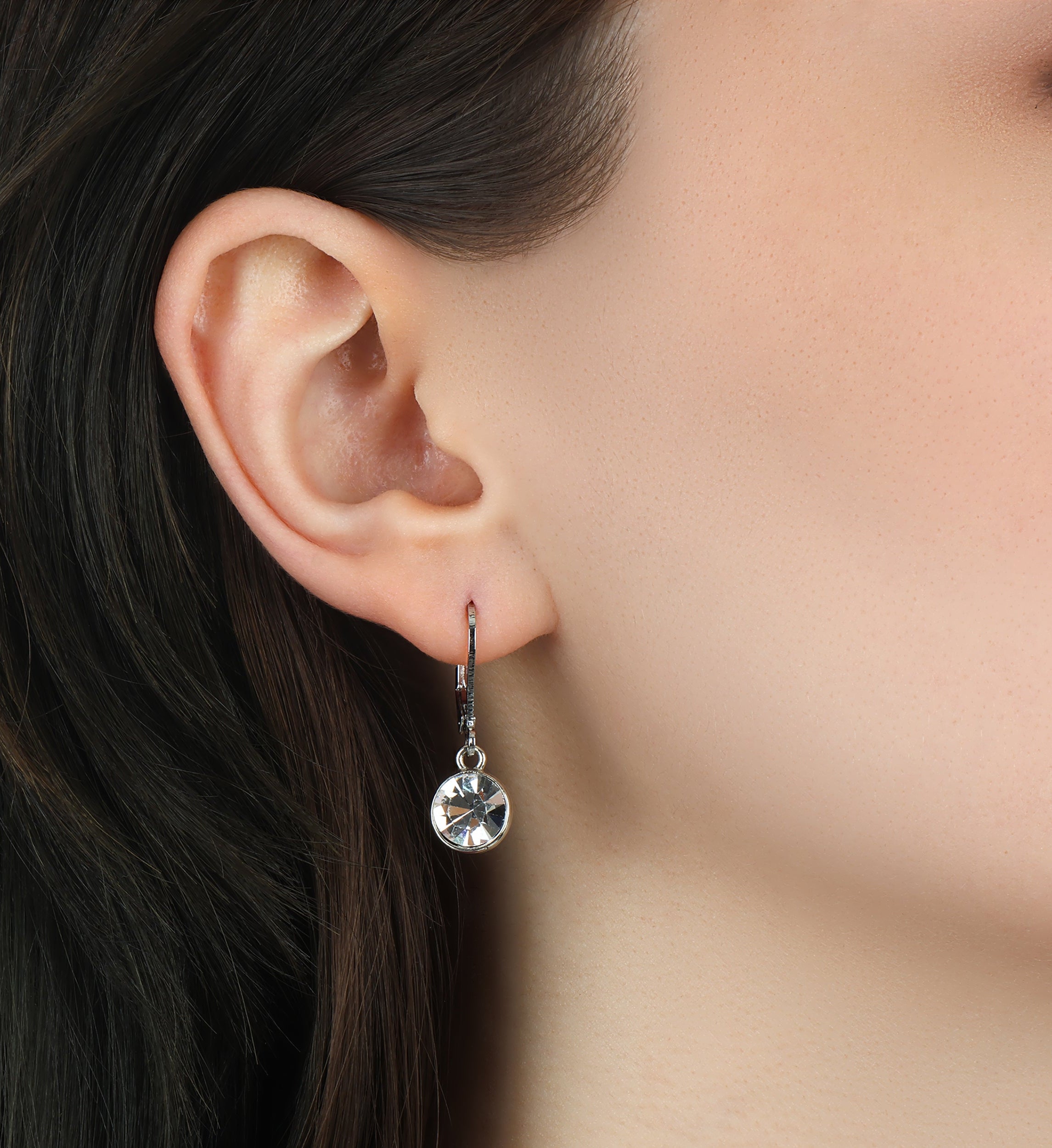 1928 Jewelry Round Crystal Dainty Drop Earrings