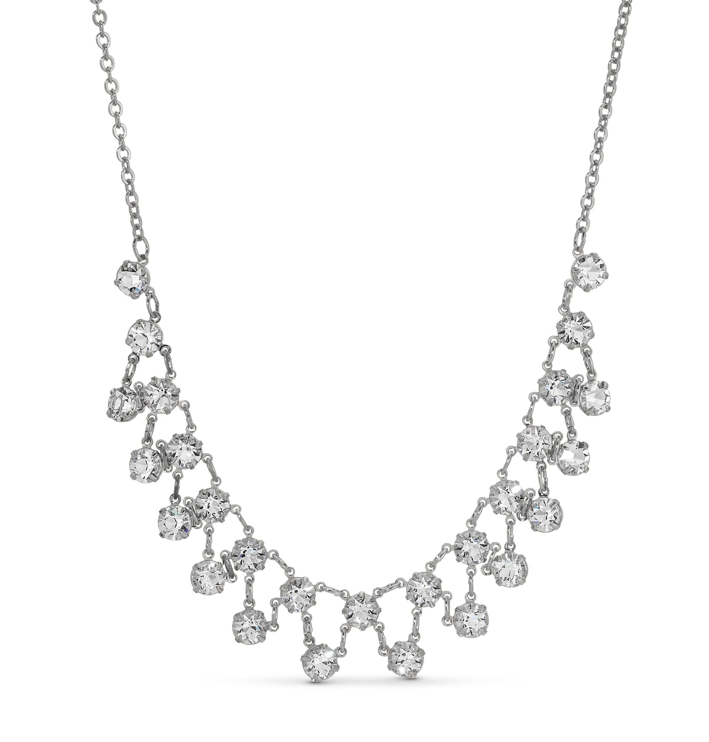 1928 Jewelry Gala Crystal Bib Necklace 18"
