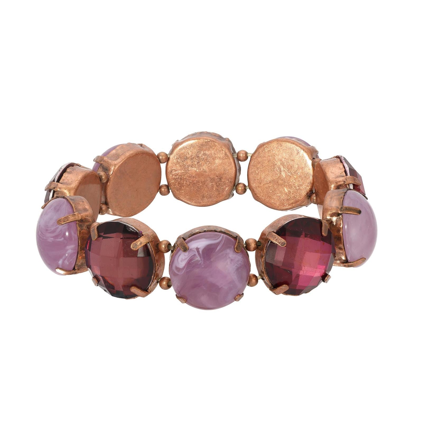 1928 Jewelry Purple Bloom Copper Stretch Bracelet