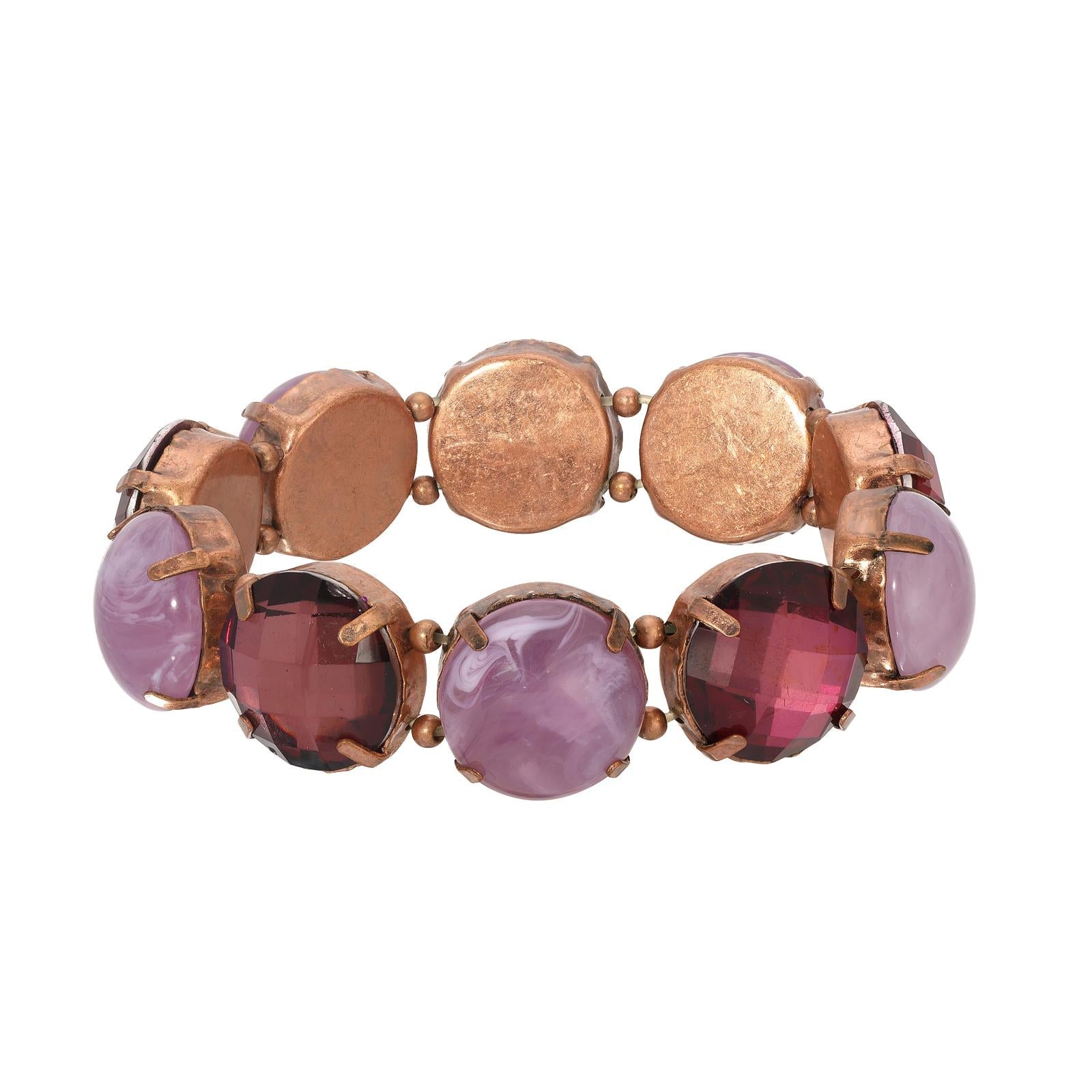 1928 Jewelry Purple Bloom Copper Stretch Bracelet