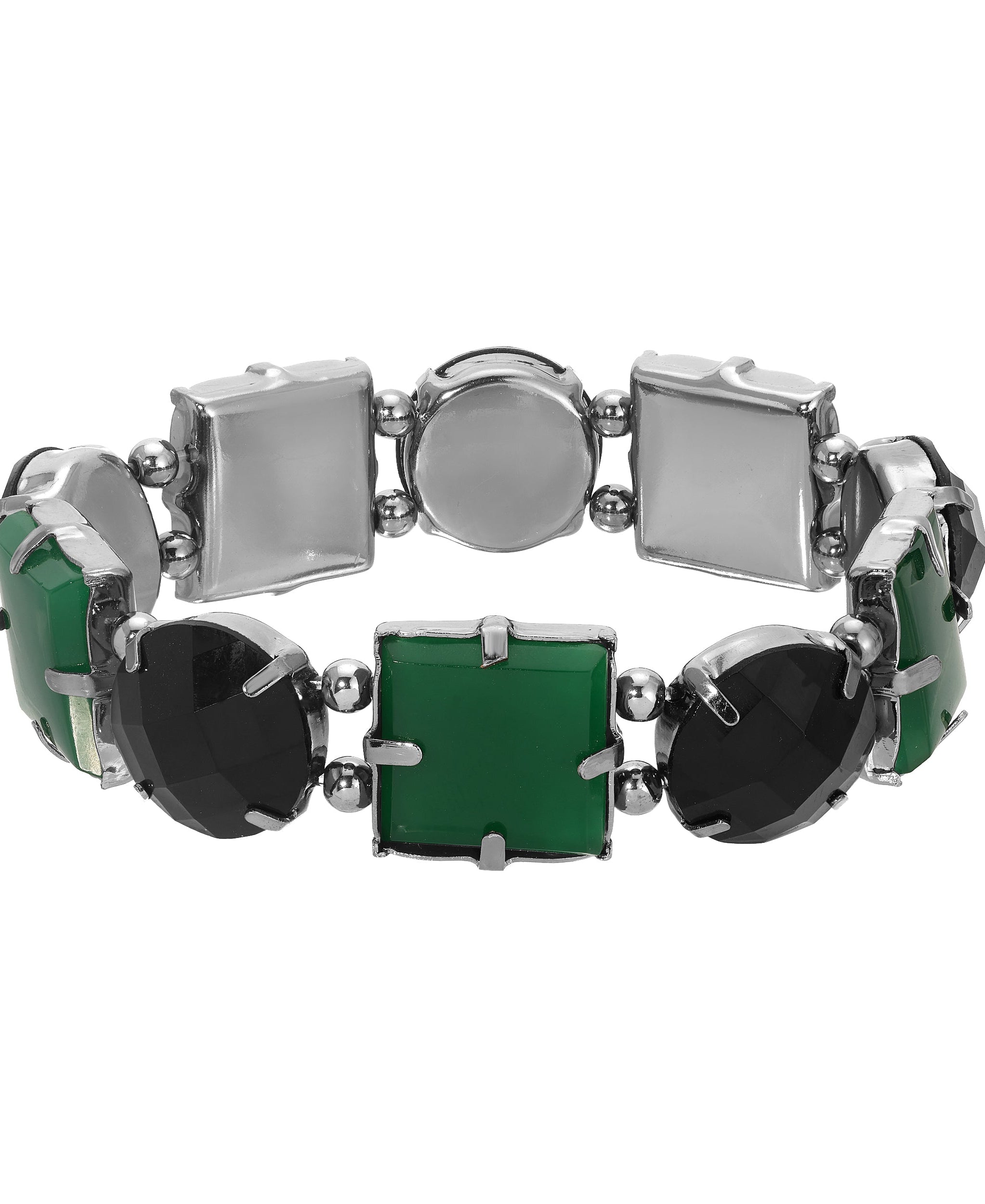 1928 Jewelry Esencia Round & Square Stone Stretch Bracelet