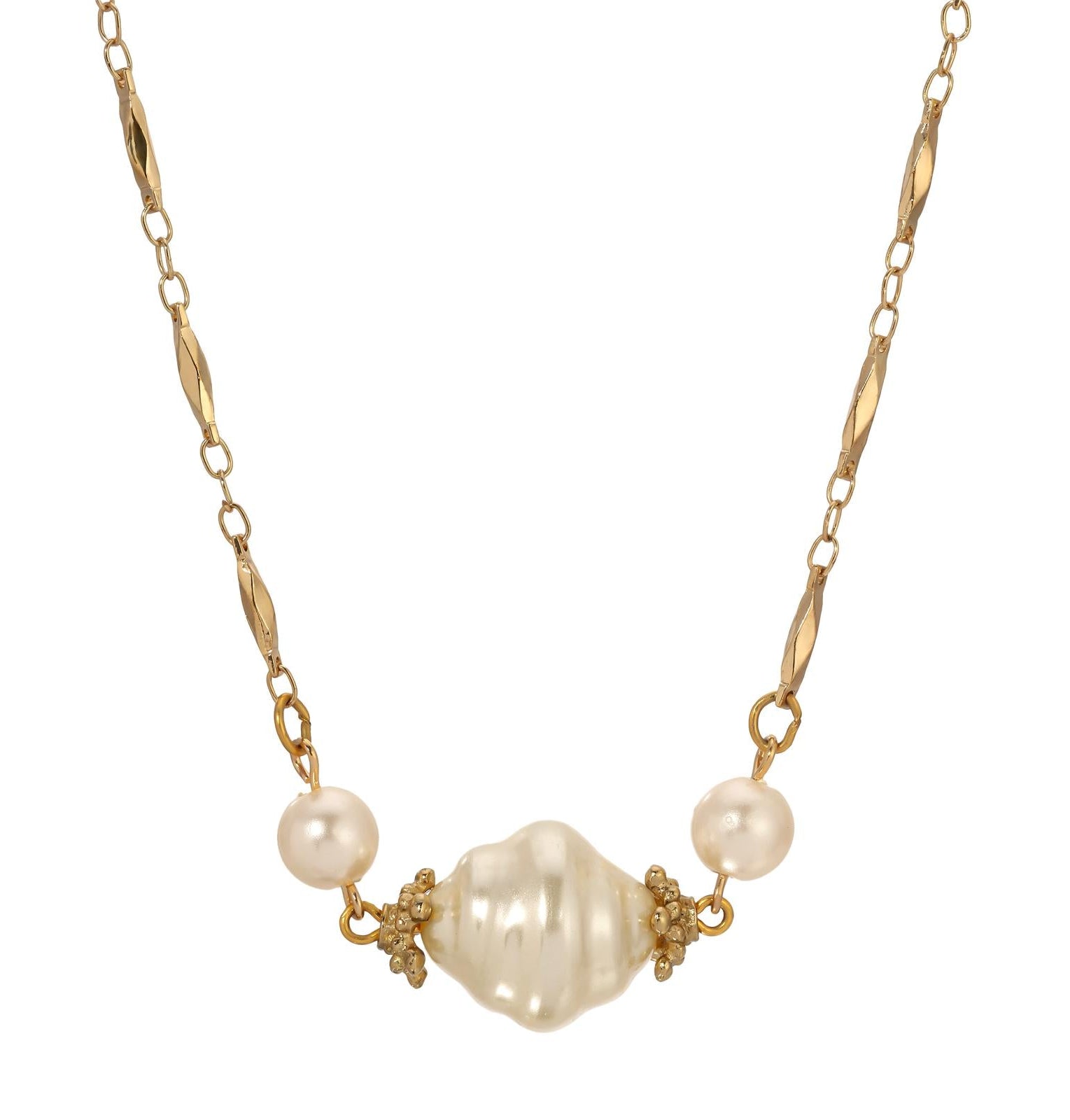 1928 Jewelry White Orbit Faux Pearl Bead Necklace 17" + 3" Extension