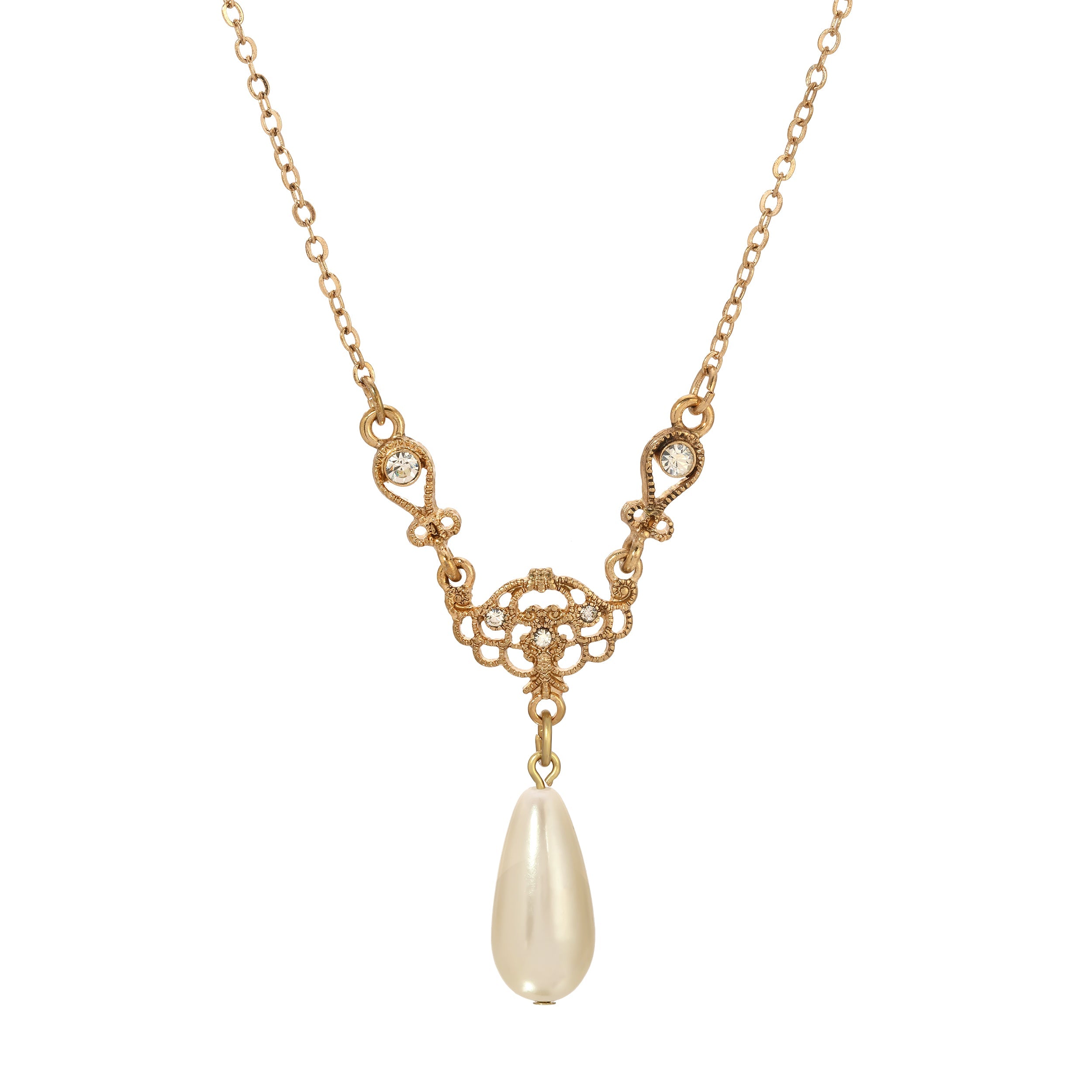 1928 Jewelry Majestueuse Faux Pearl Pendant Necklace 16" + 3" Extension