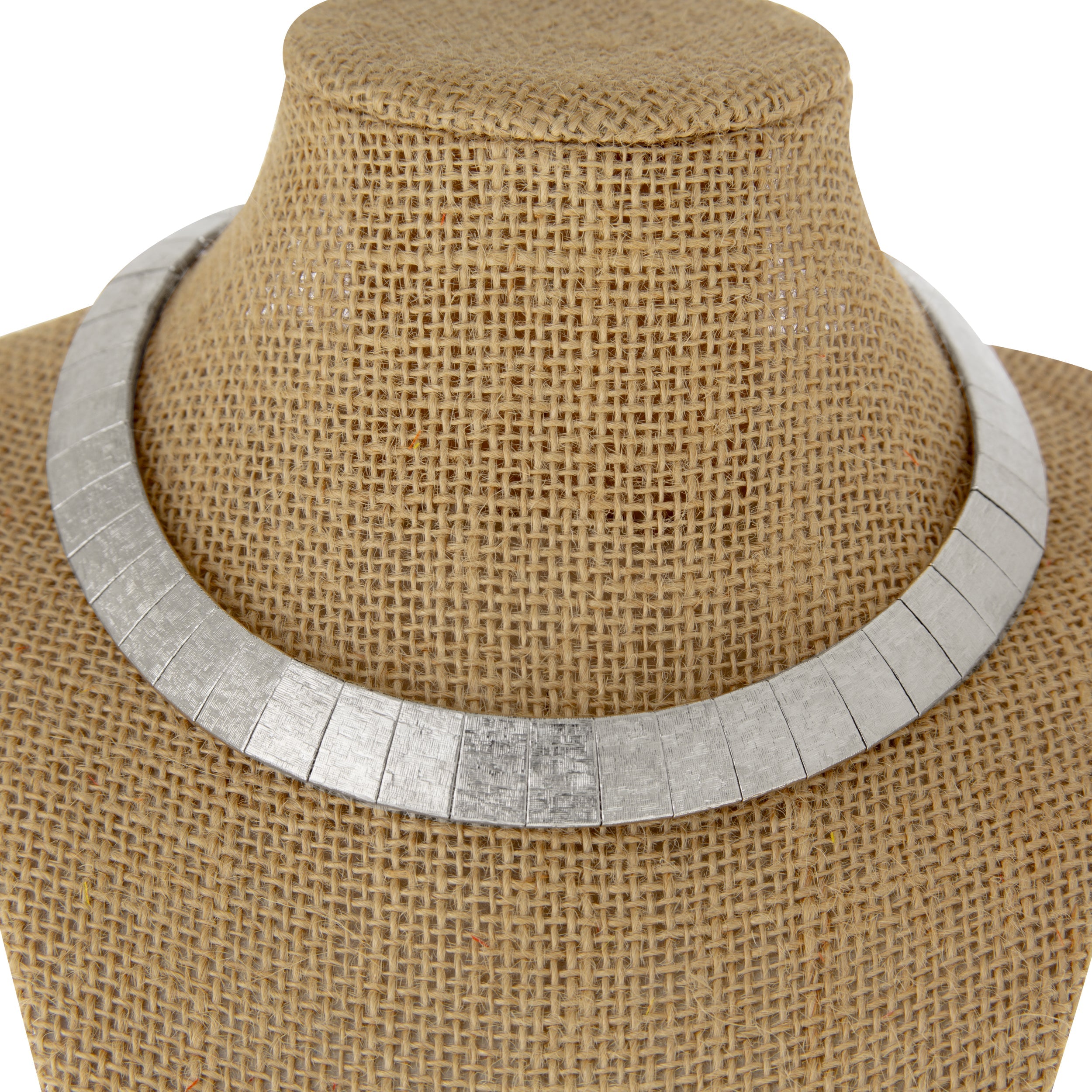 1928 Jewelry Textured Metal Link Mesh Collar Necklace