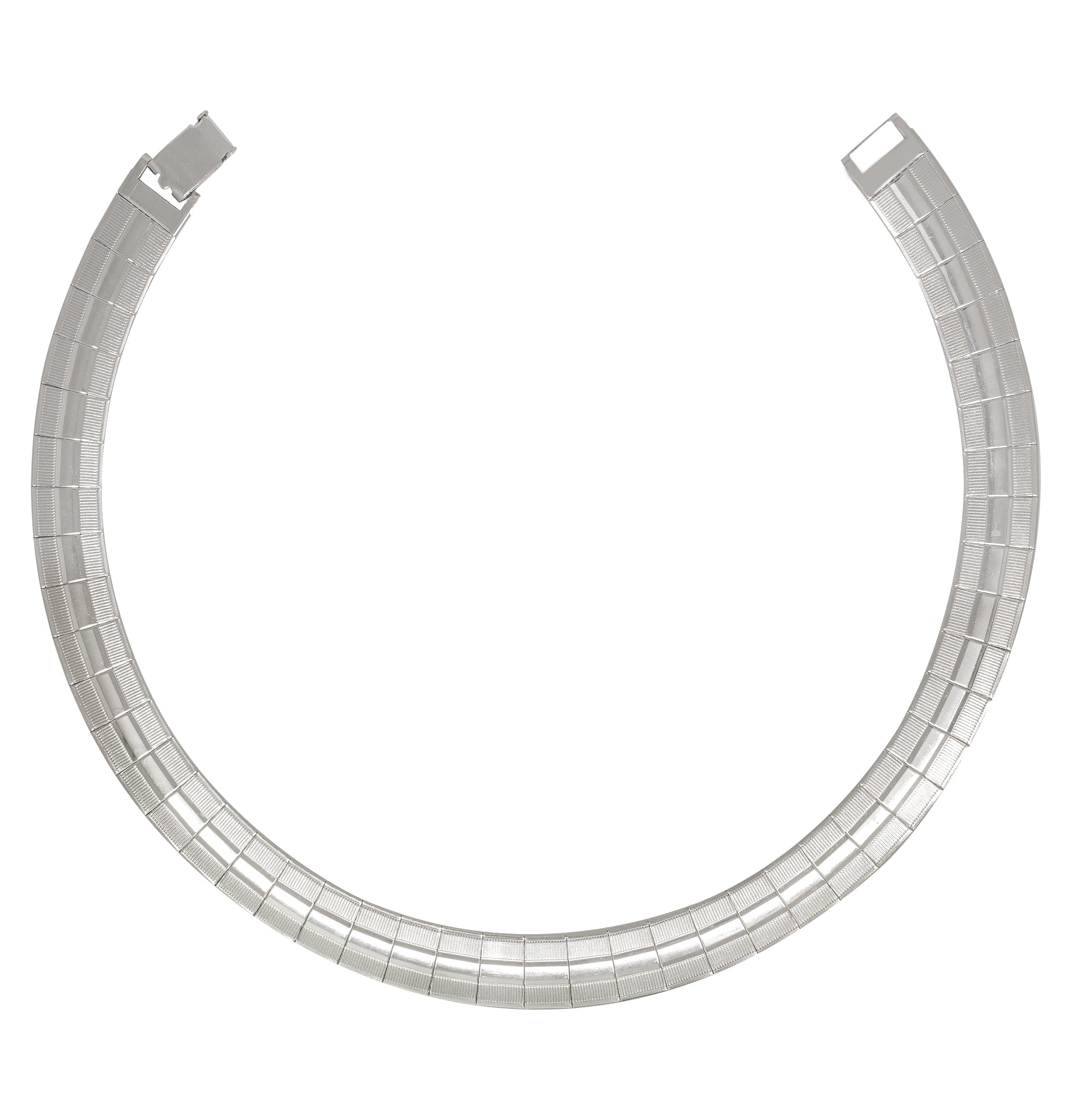 1928 Jewelry Silver Textured Lines Mesh Collar Necklace