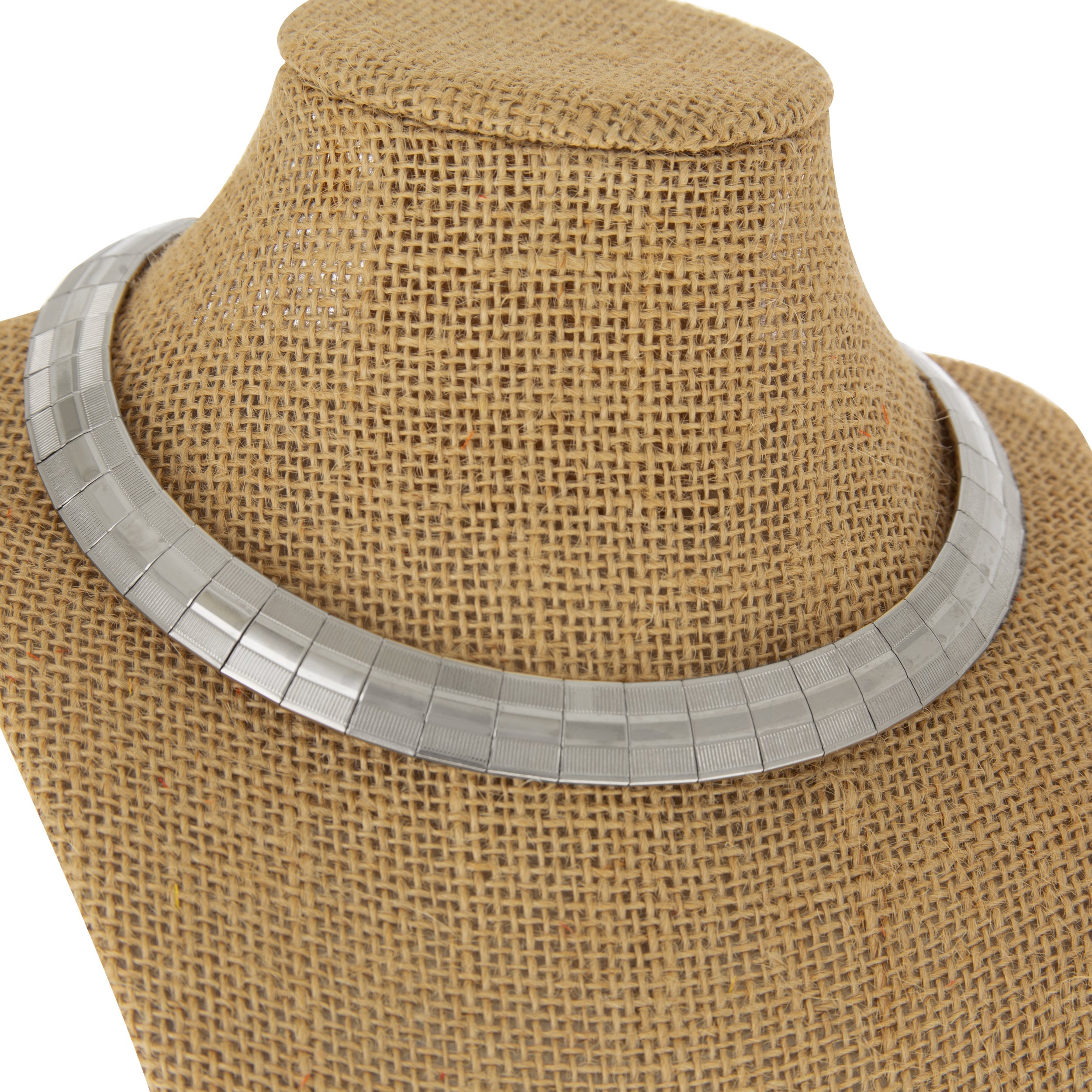 1928 Jewelry Silver Textured Lines Mesh Collar Necklace
