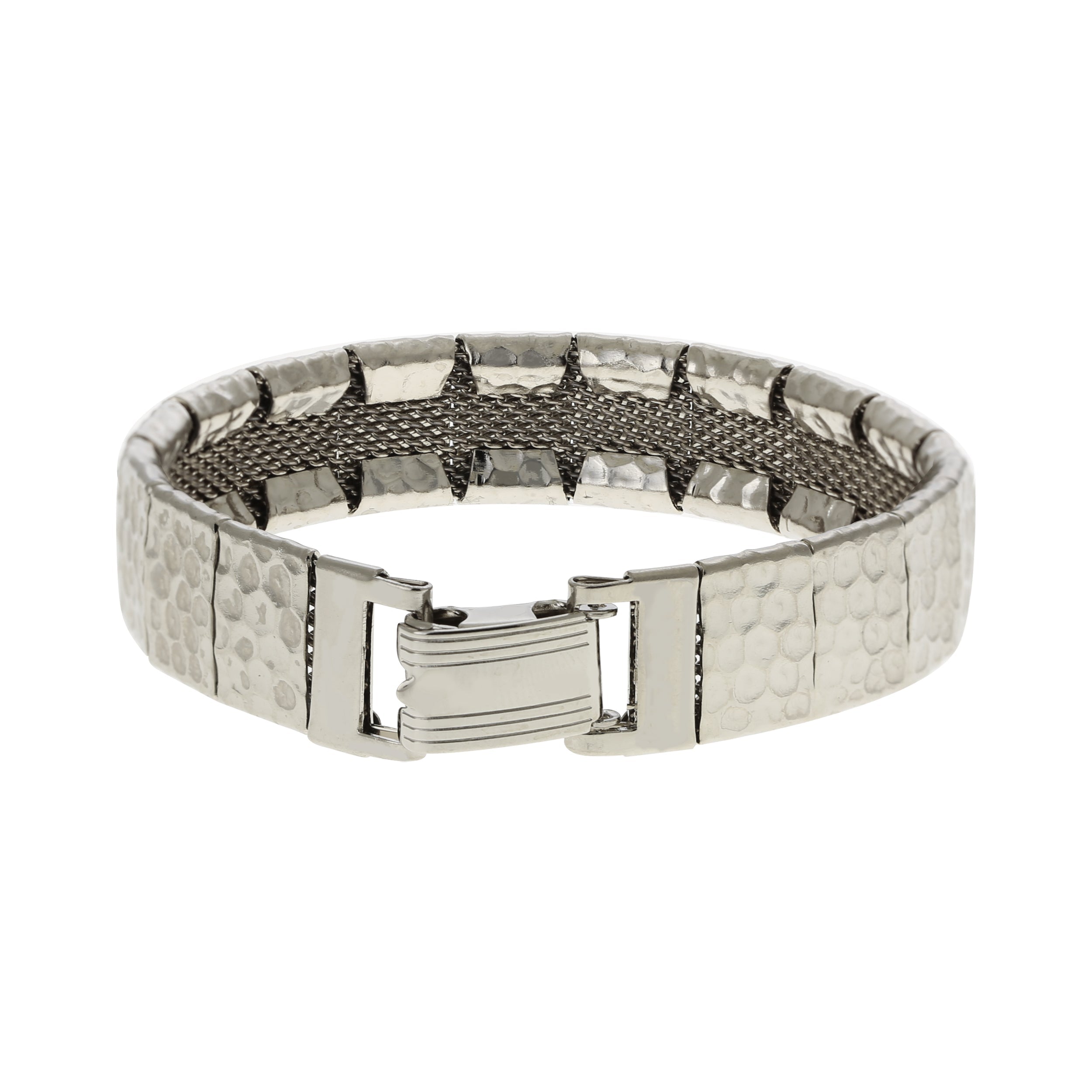 1928 Jewelry Silver Hammered Link Mesh Bracelet