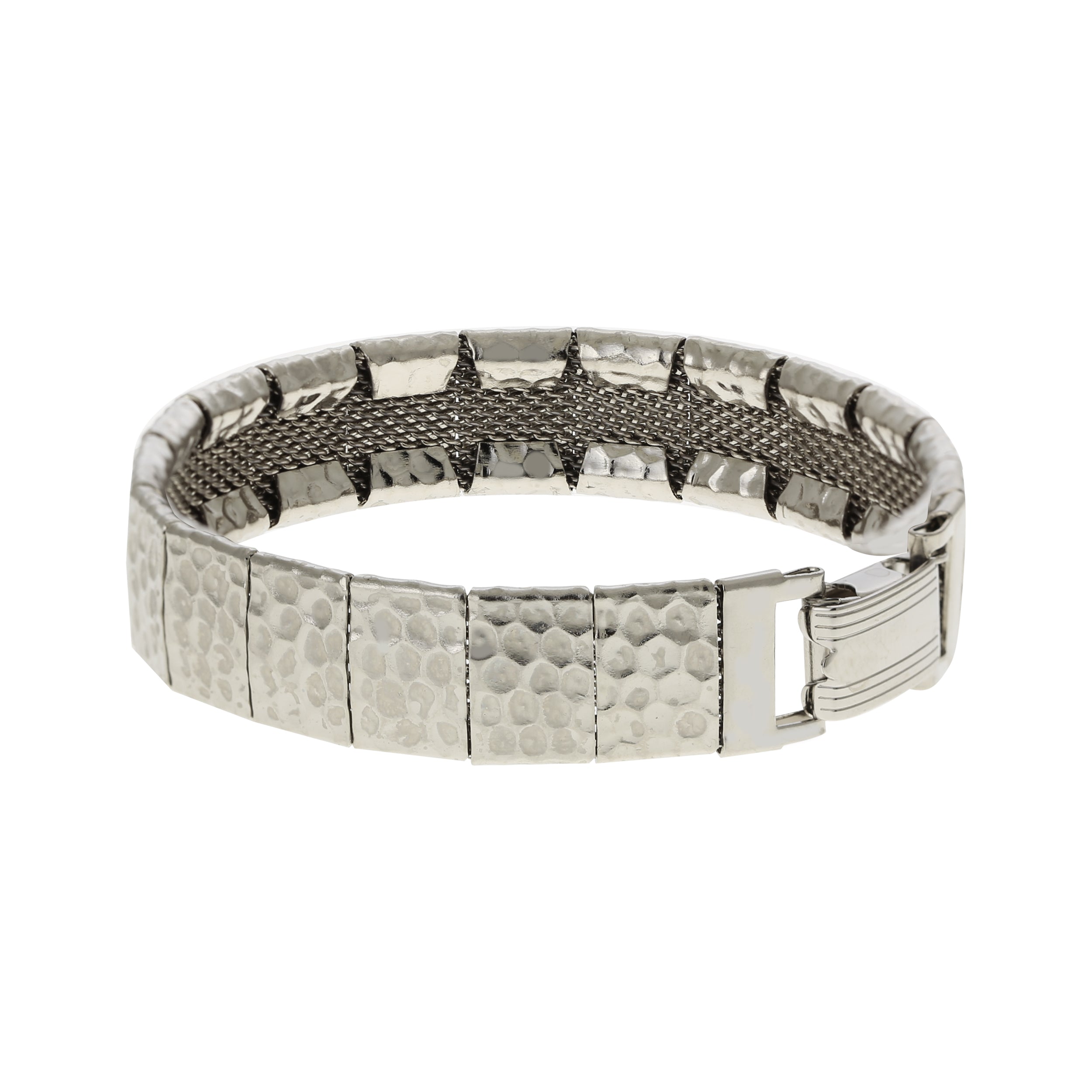 1928 Jewelry Silver Hammered Link Mesh Bracelet
