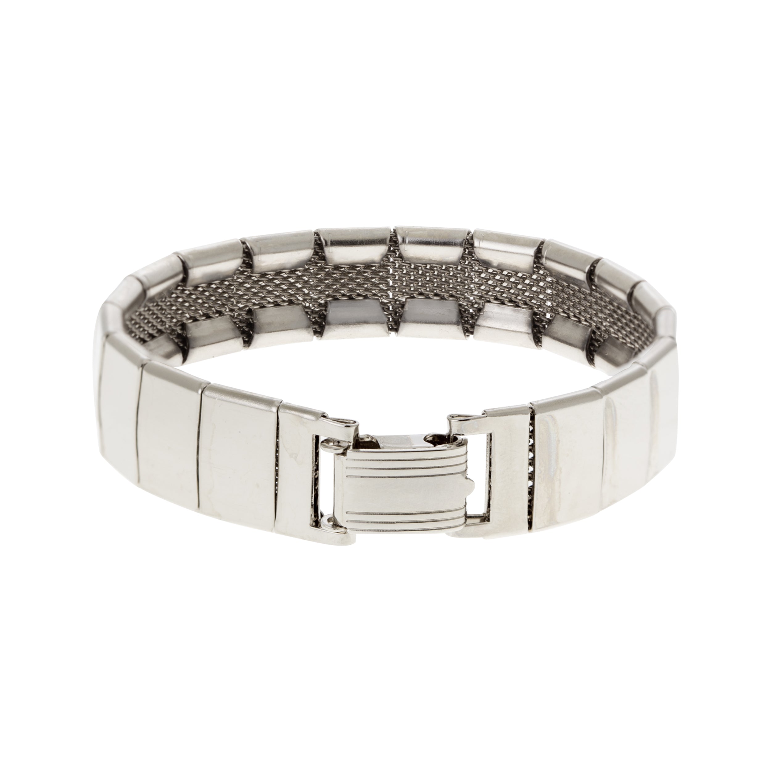 1928 Jewelry Polished Silver Link Mesh Bracelet