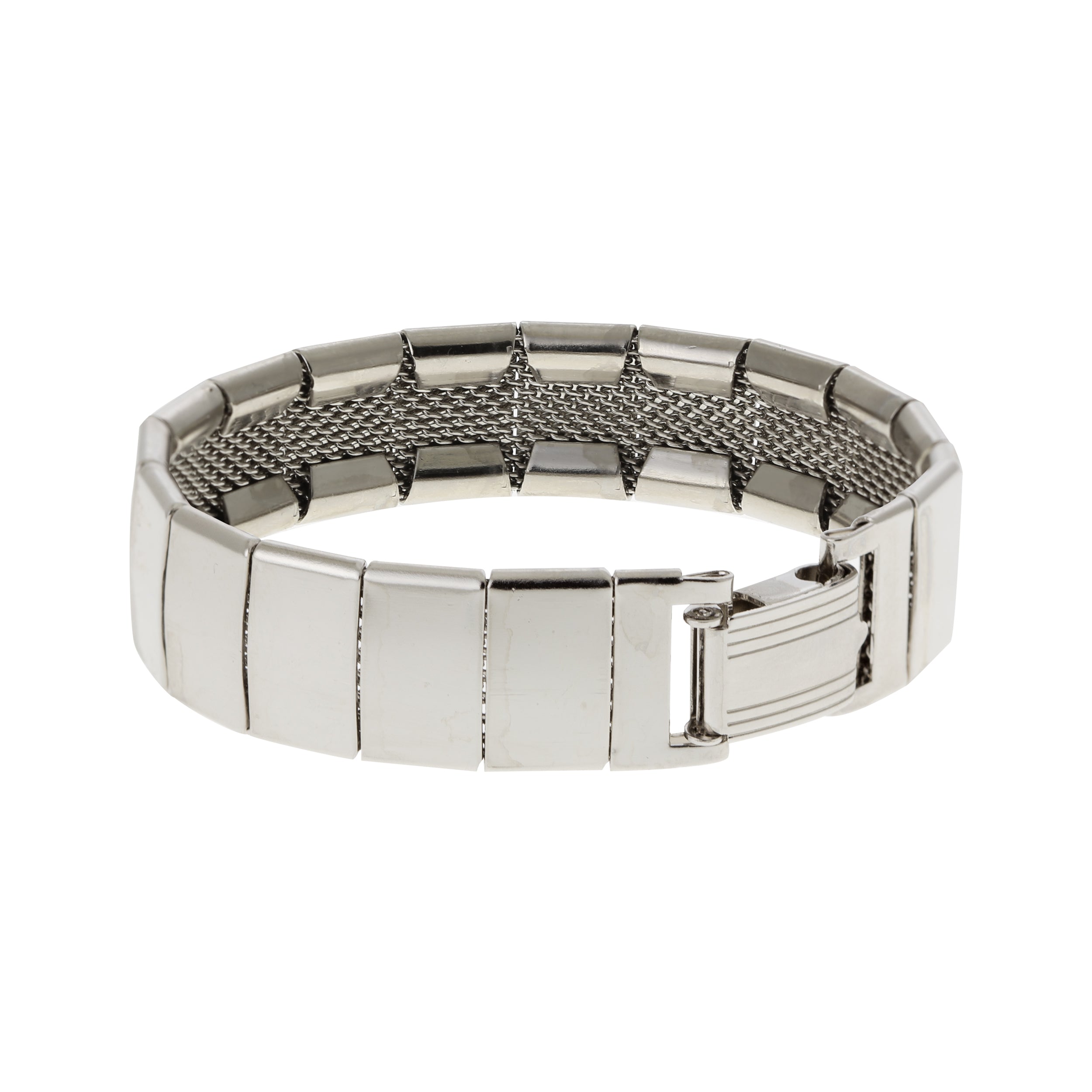 1928 Jewelry Polished Silver Link Mesh Bracelet