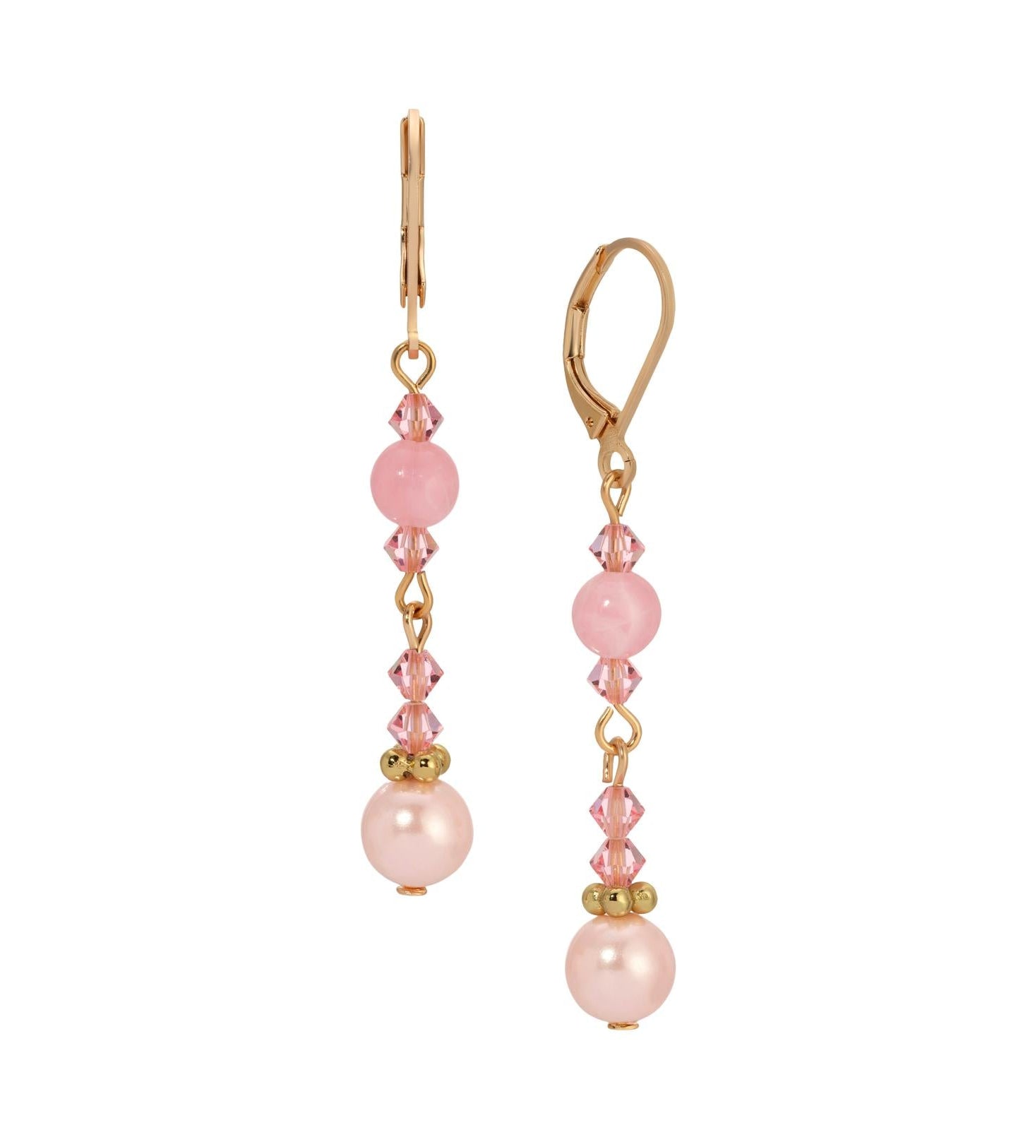 1928 Jewelry Rosabella Faux Pearl & Crystal Dangling Earrings