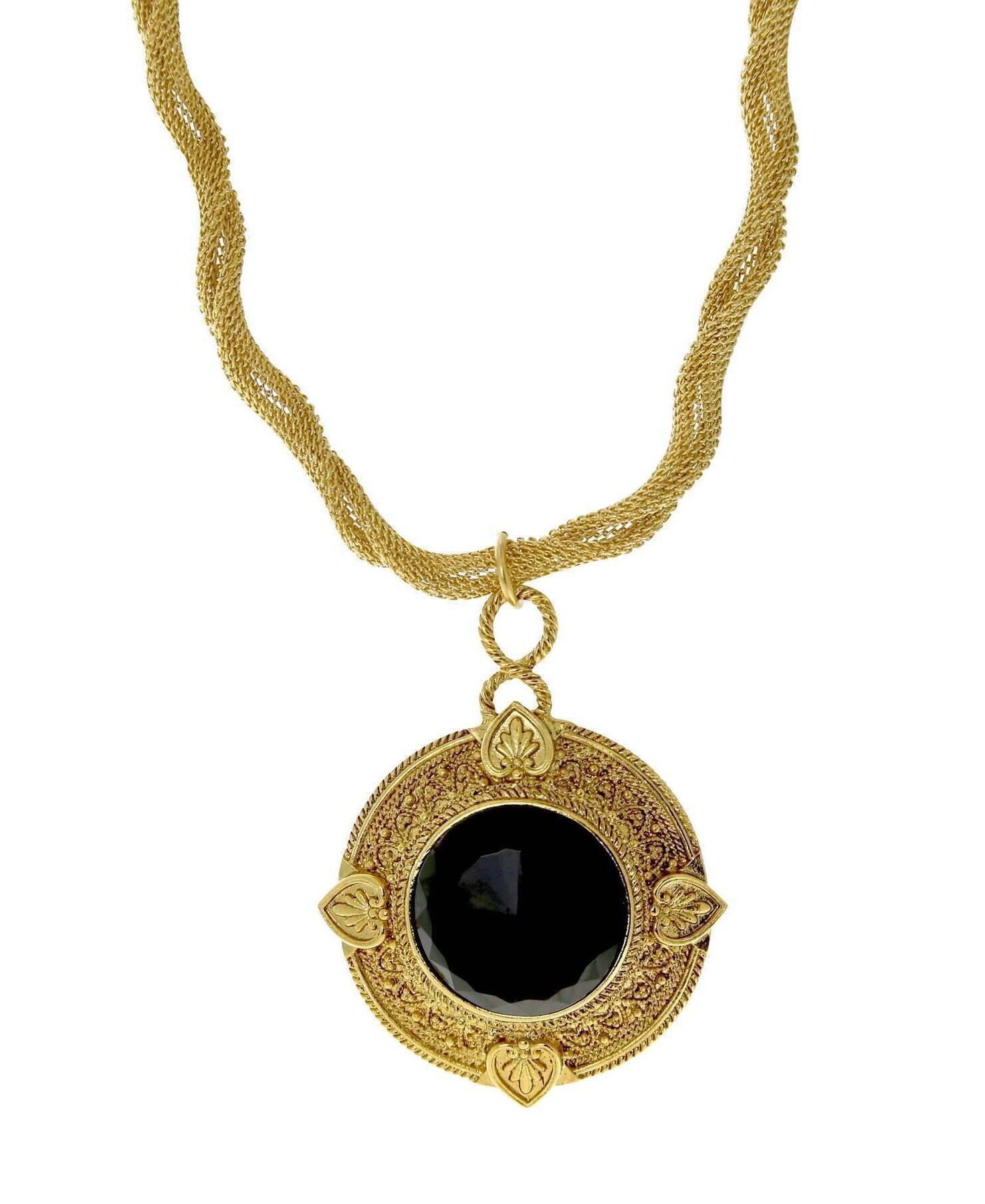 1928 Jewelry Golden Era Noir Et Clair Jet Black Stone Necklace