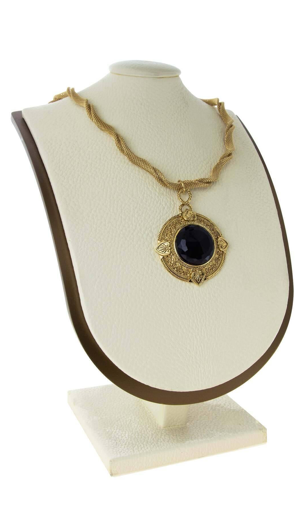 1928 Jewelry Golden Era Noir Et Clair Jet Black Stone Necklace