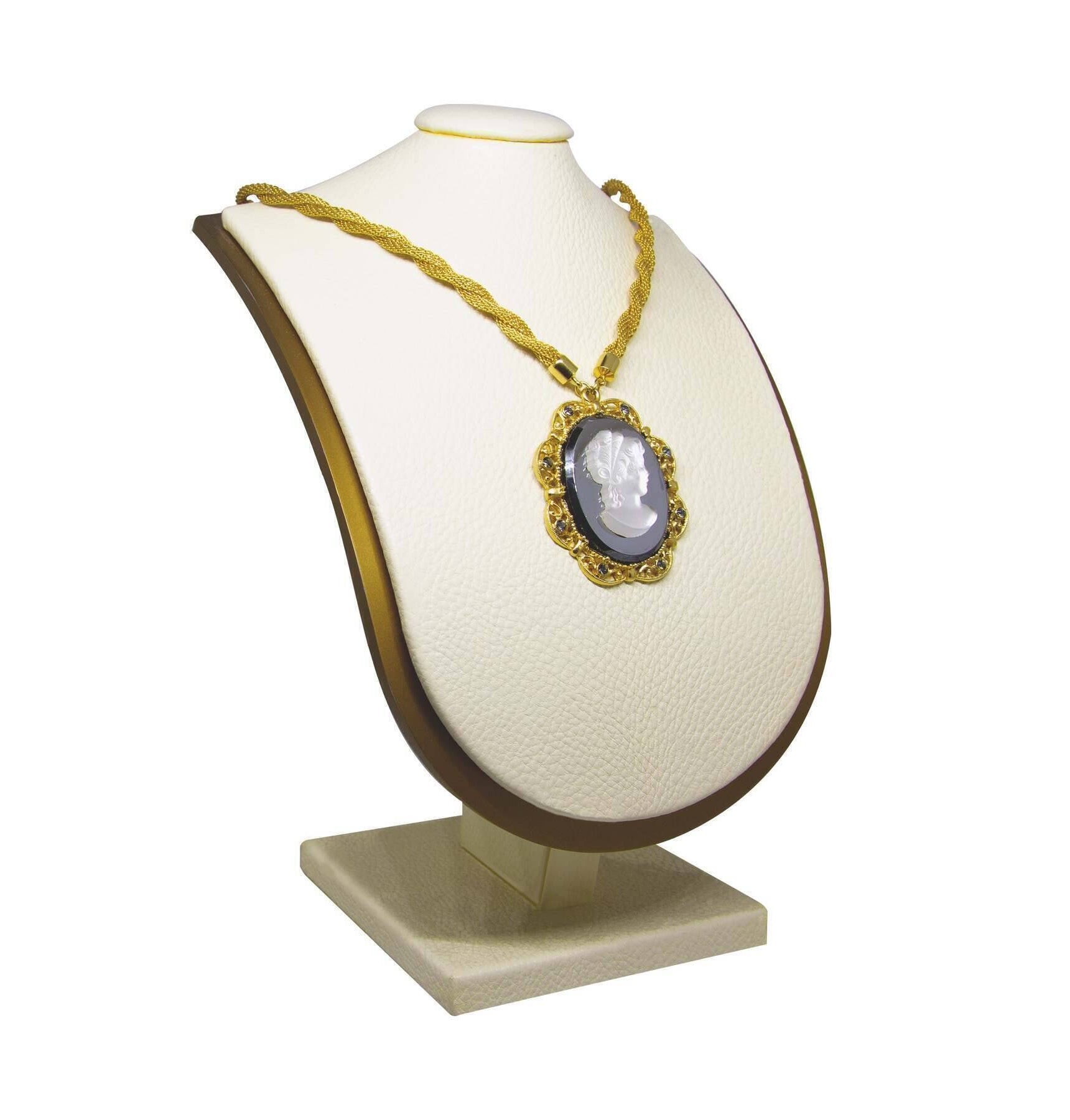 1928 Jewelry Golden Era Noir Et Clair Cameo Necklace 16" + 3" Extension