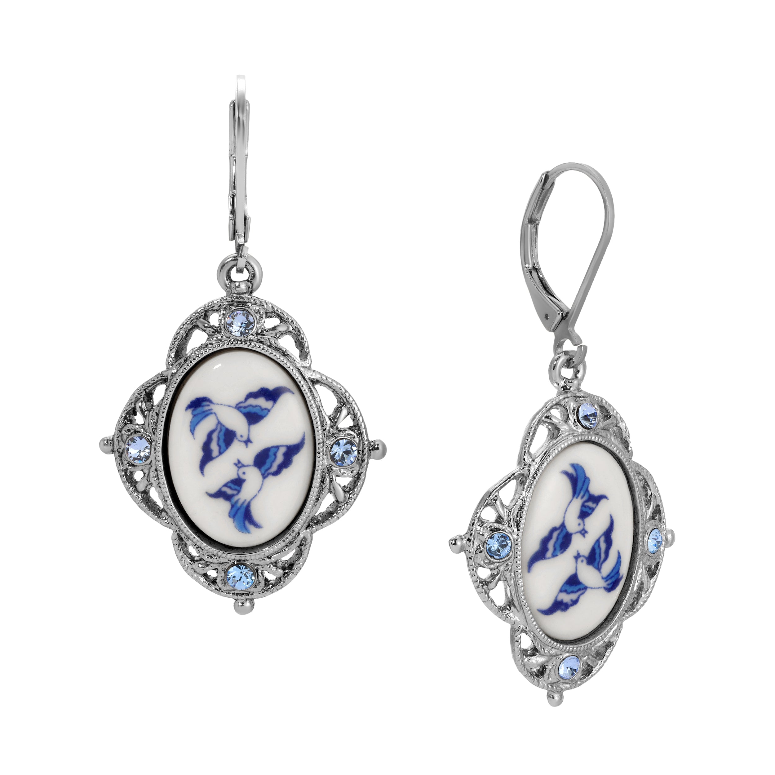 Blue Willow Stone Light Sapphire Blue Crystal Drop Earrings