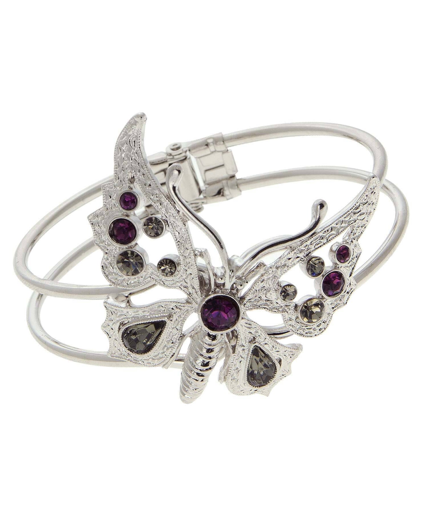 1928 Jewelry Classic Crystal Butterfly Hinge Cuff Bracelet