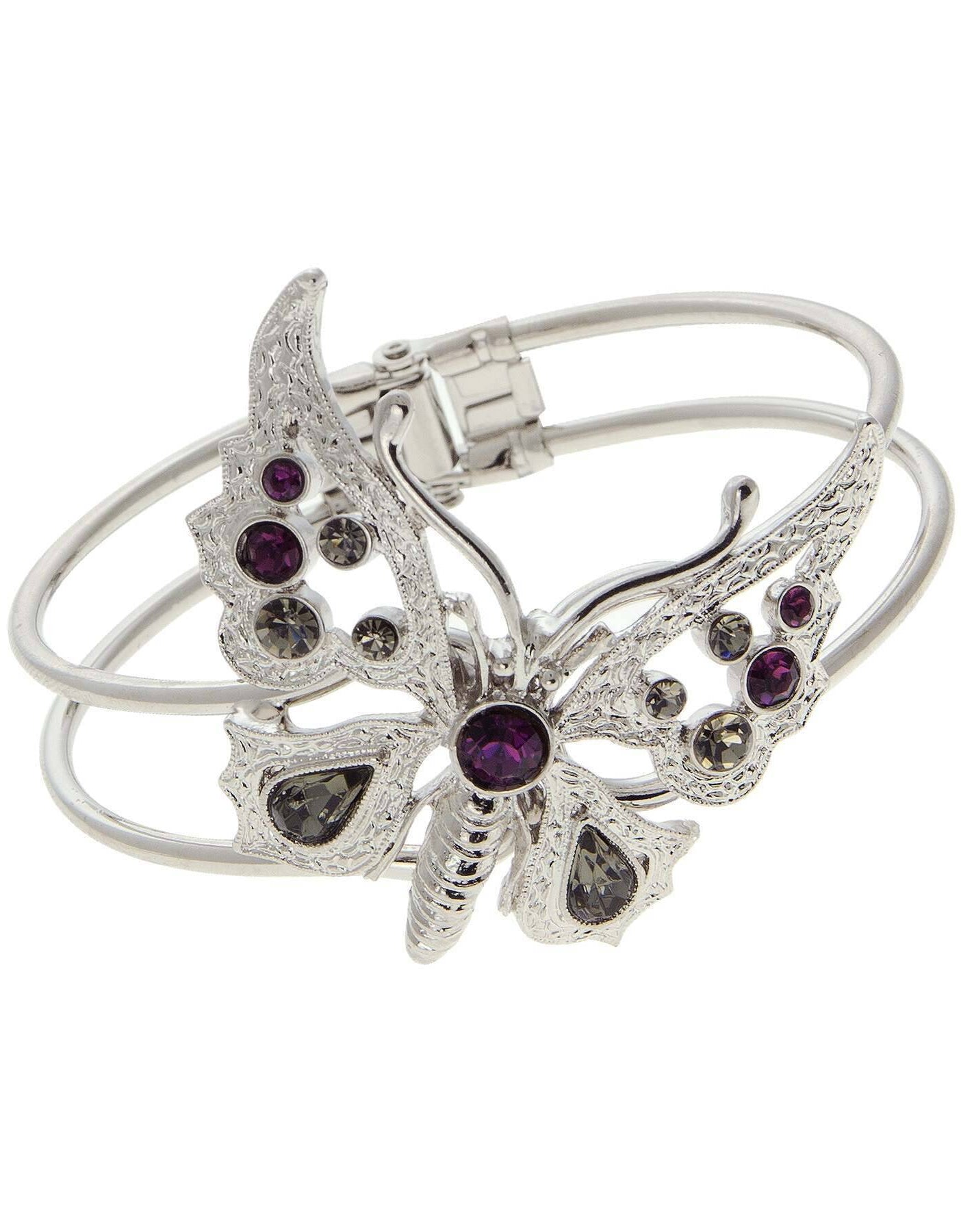 1928 Jewelry Classic Crystal Butterfly Hinge Cuff Bracelet