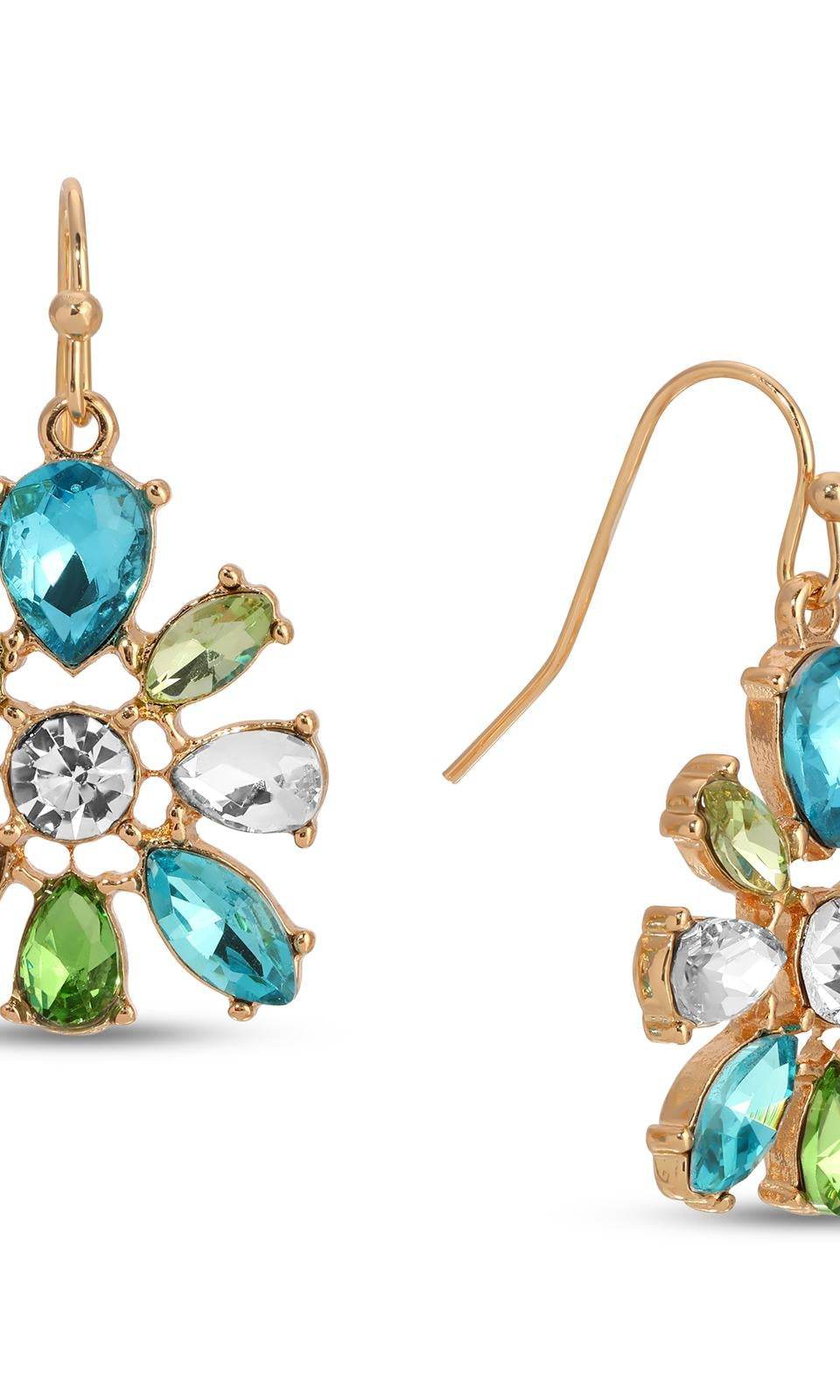 1928 Jewelry Multicolor Crystal Flower Drop Earrings