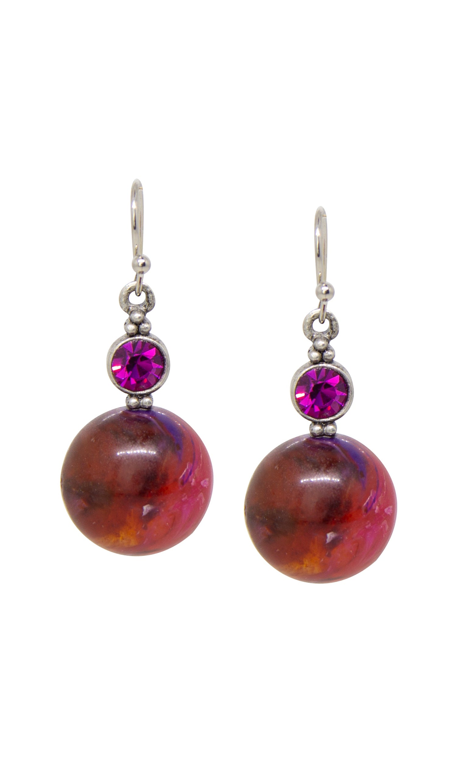 1928 Jewelry Marblesque Baubles & Crystals Drop Earrings - Large