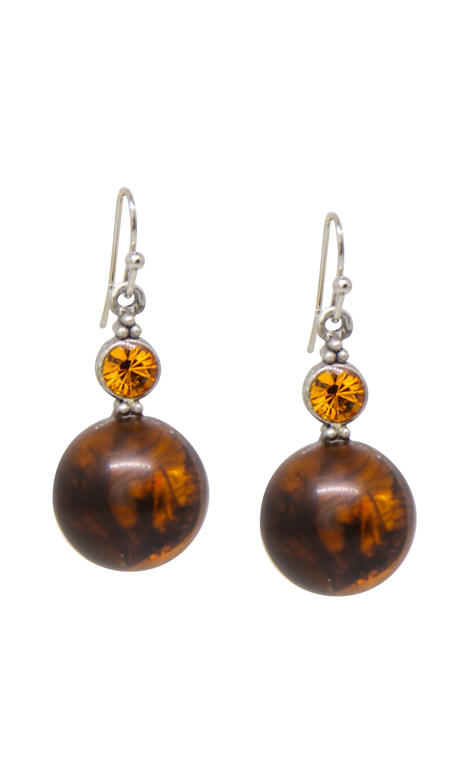 1928 Jewelry Marblesque Baubles & Crystals Drop Earrings - Large