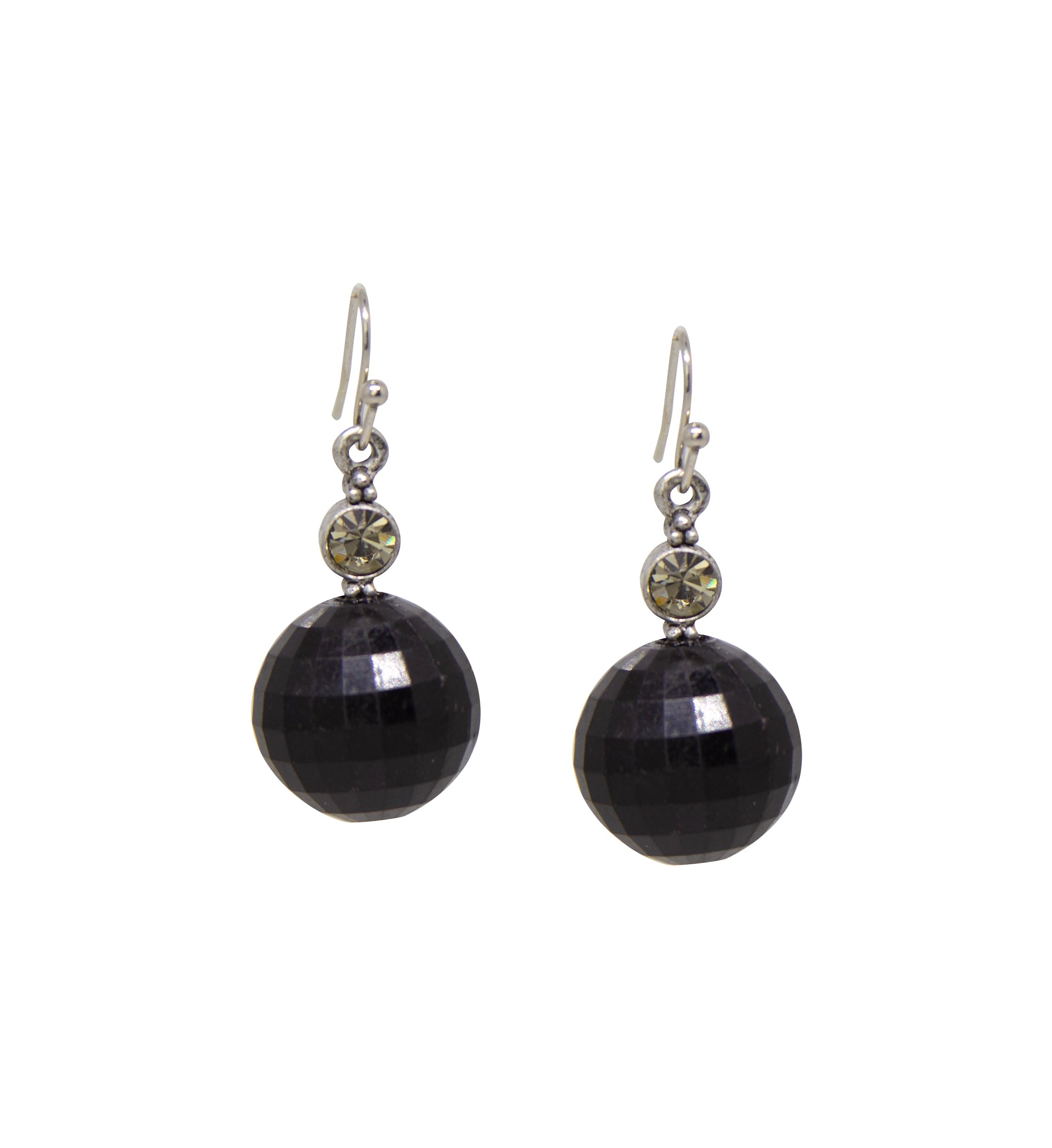 1928 Jewelry Tessellated Black Baubles & Crystals Drop Earrings