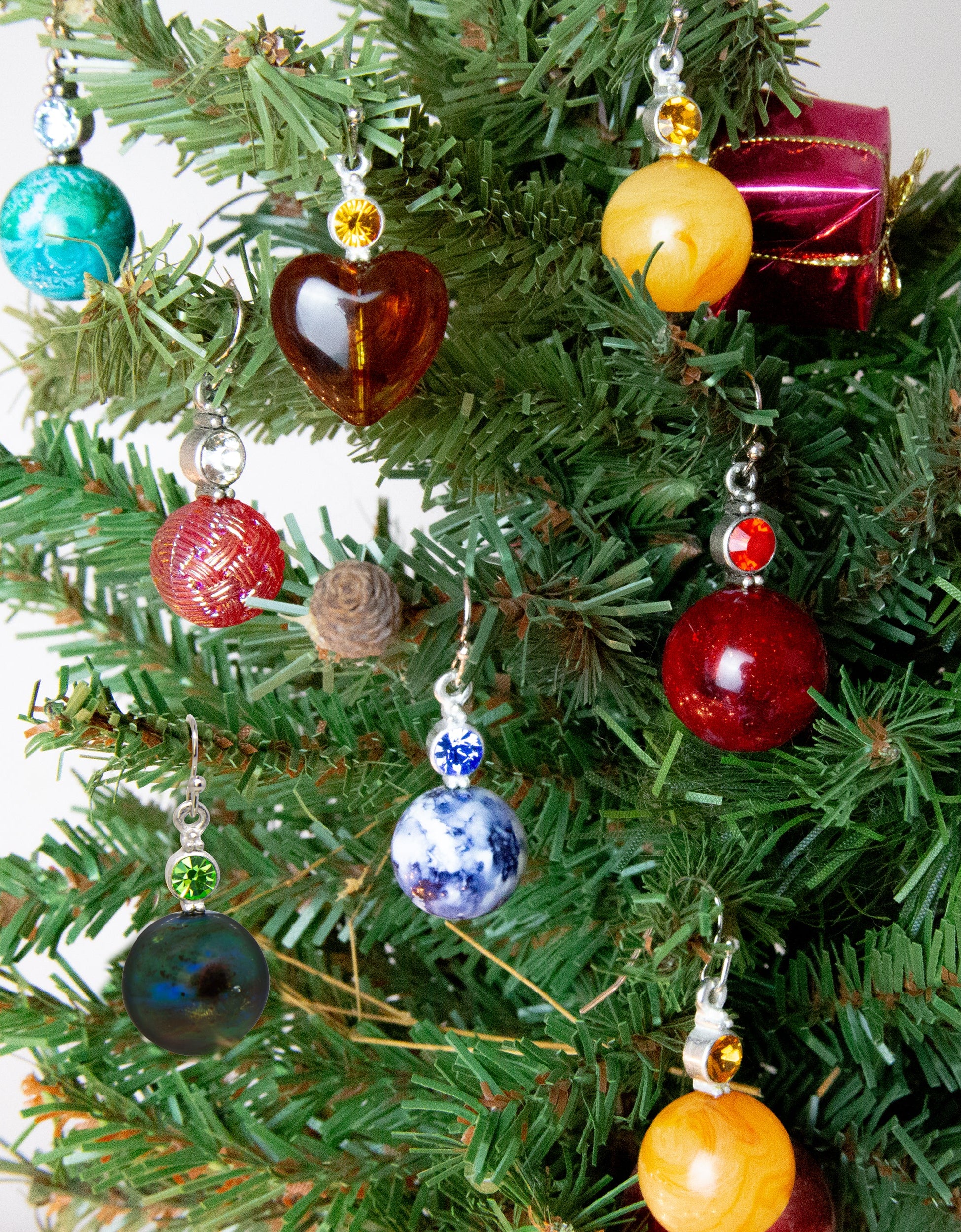 1928 Jewelry Tortoise Heart Baubles & Crystals Drop Earrings