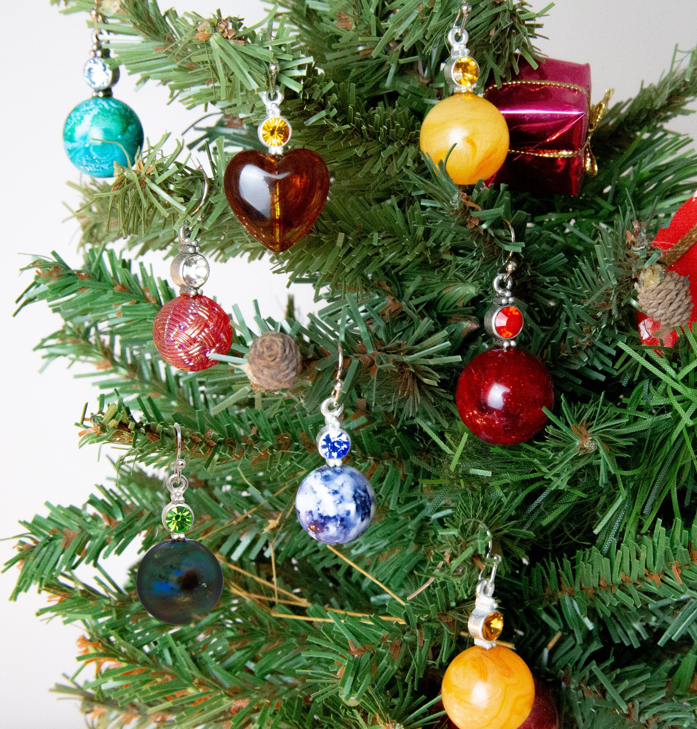 1928 Jewelry Tortoise Heart Baubles & Crystals Drop Earrings