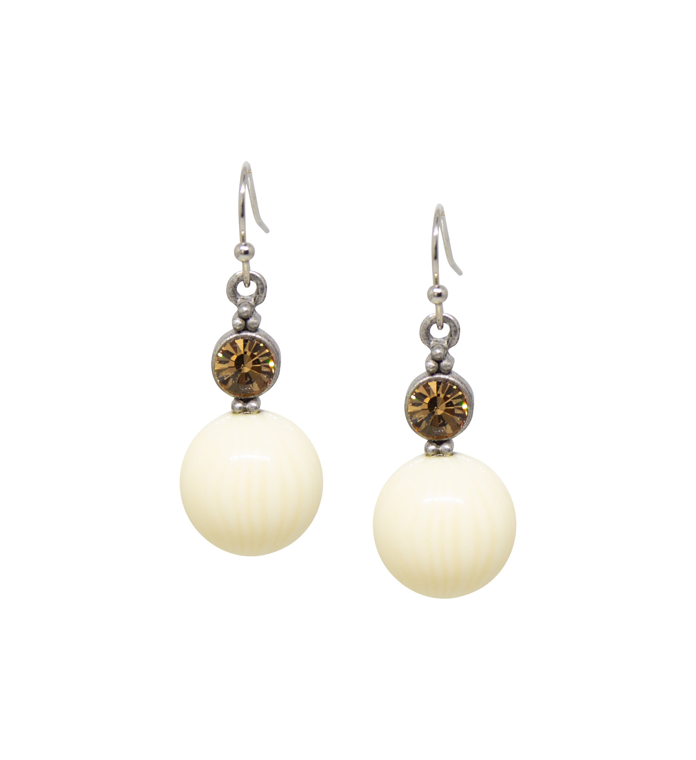 1928 Jewelry Ivory Baubles & Topaz Crystals Drop Earrings