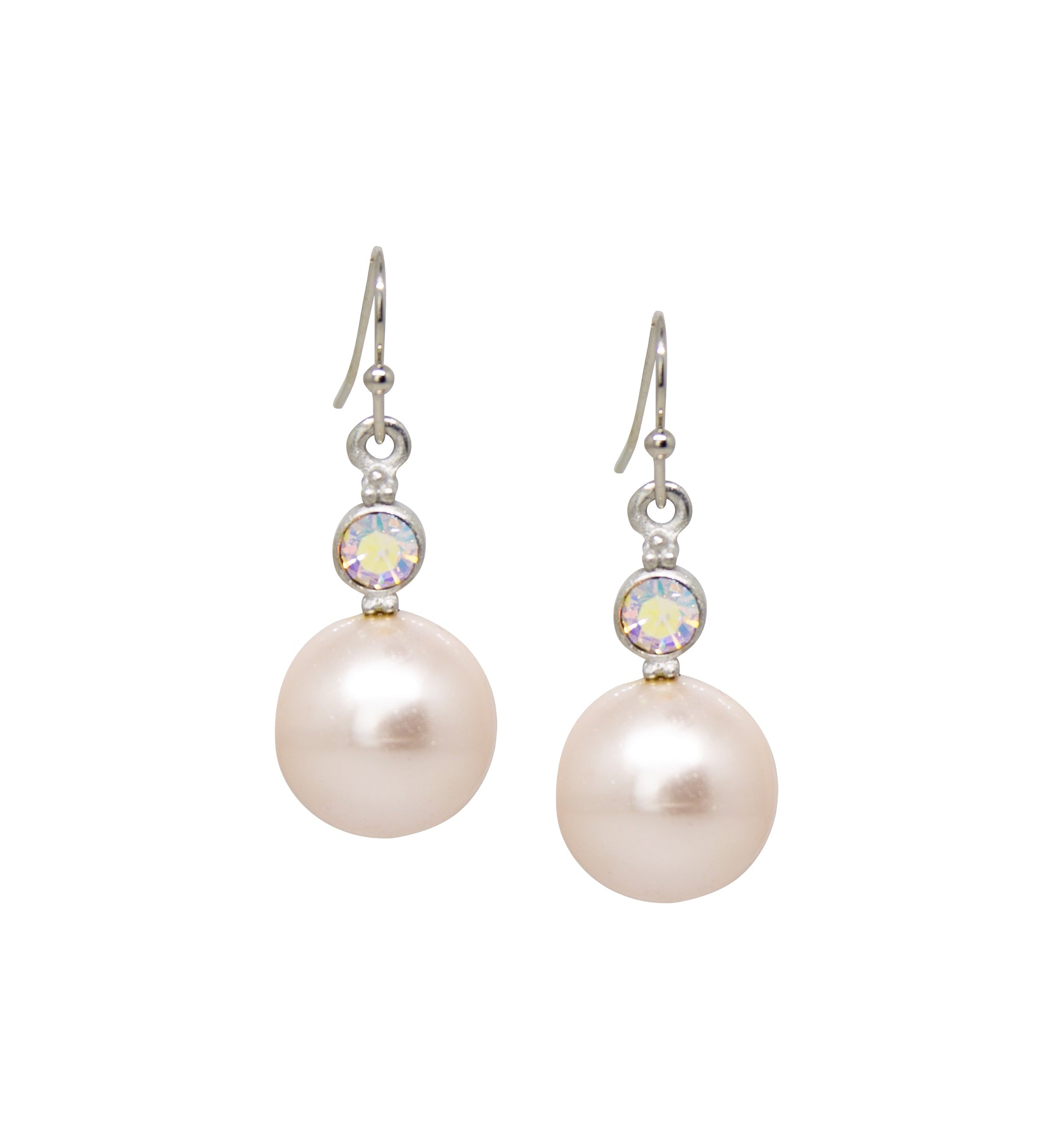 1928 Jewelry Faux Pearl Baubles & Crystals Drop Earrings - Small