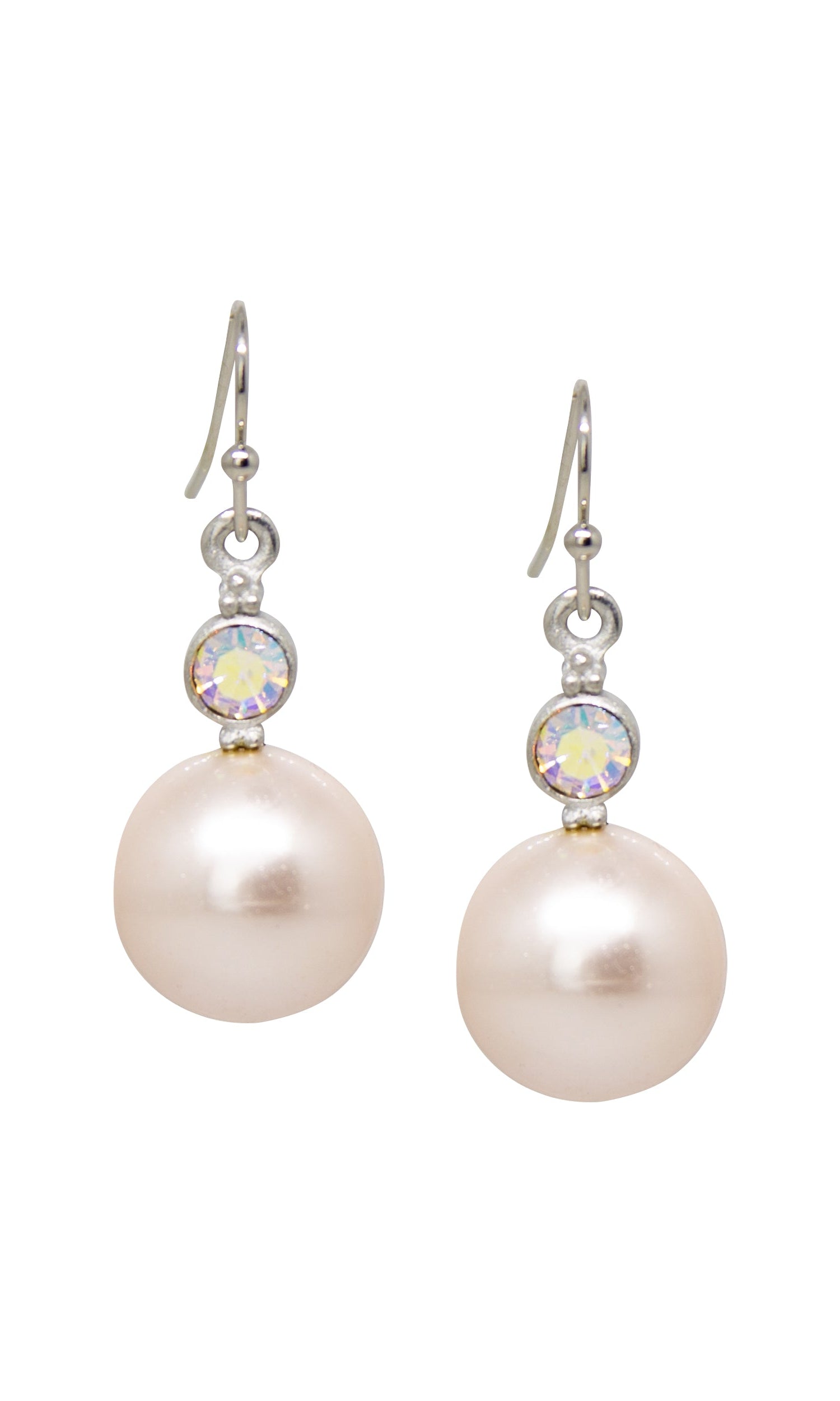 1928 Jewelry Faux Pearl Baubles & Crystals Drop Earrings - Small