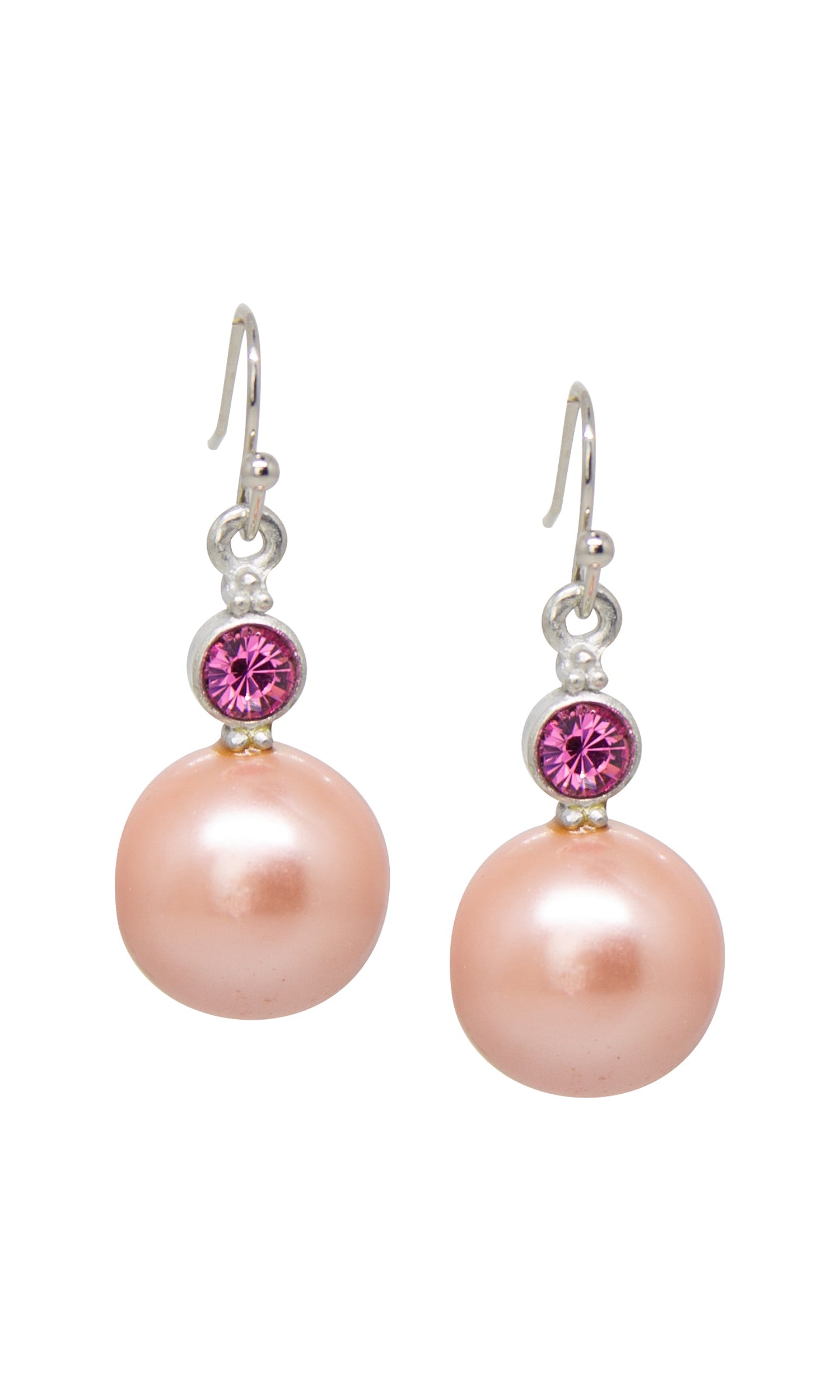 1928 Jewelry Faux Pearl Baubles & Crystals Drop Earrings - Small