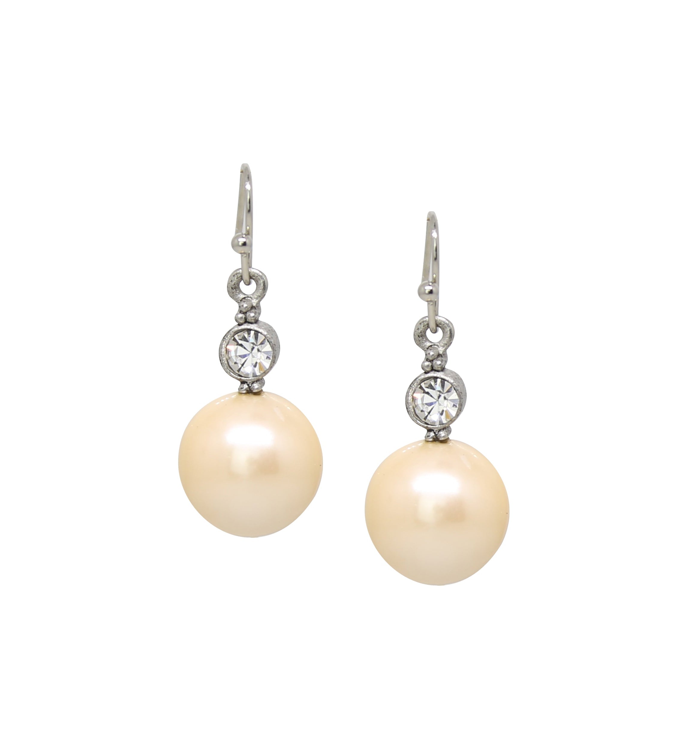 1928 Jewelry Faux Pearl Baubles & Crystals Drop Earrings - Small