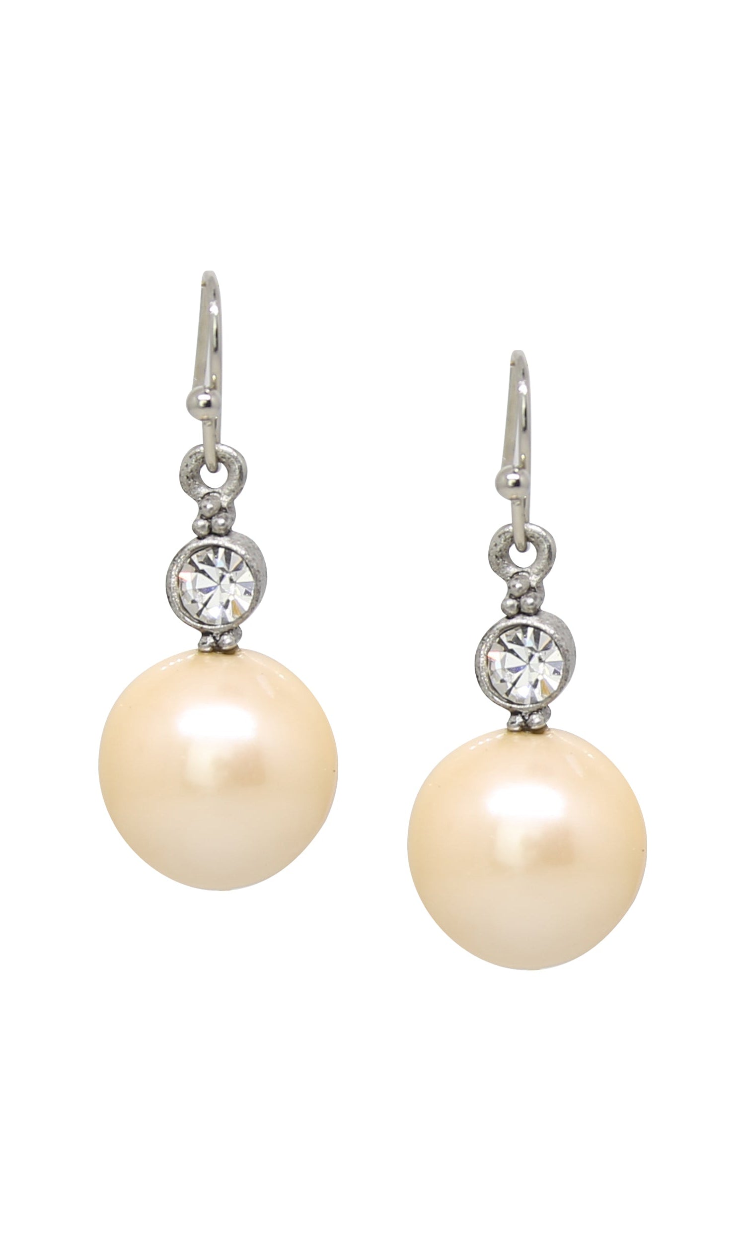 1928 Jewelry Faux Pearl Baubles & Crystals Drop Earrings - Small