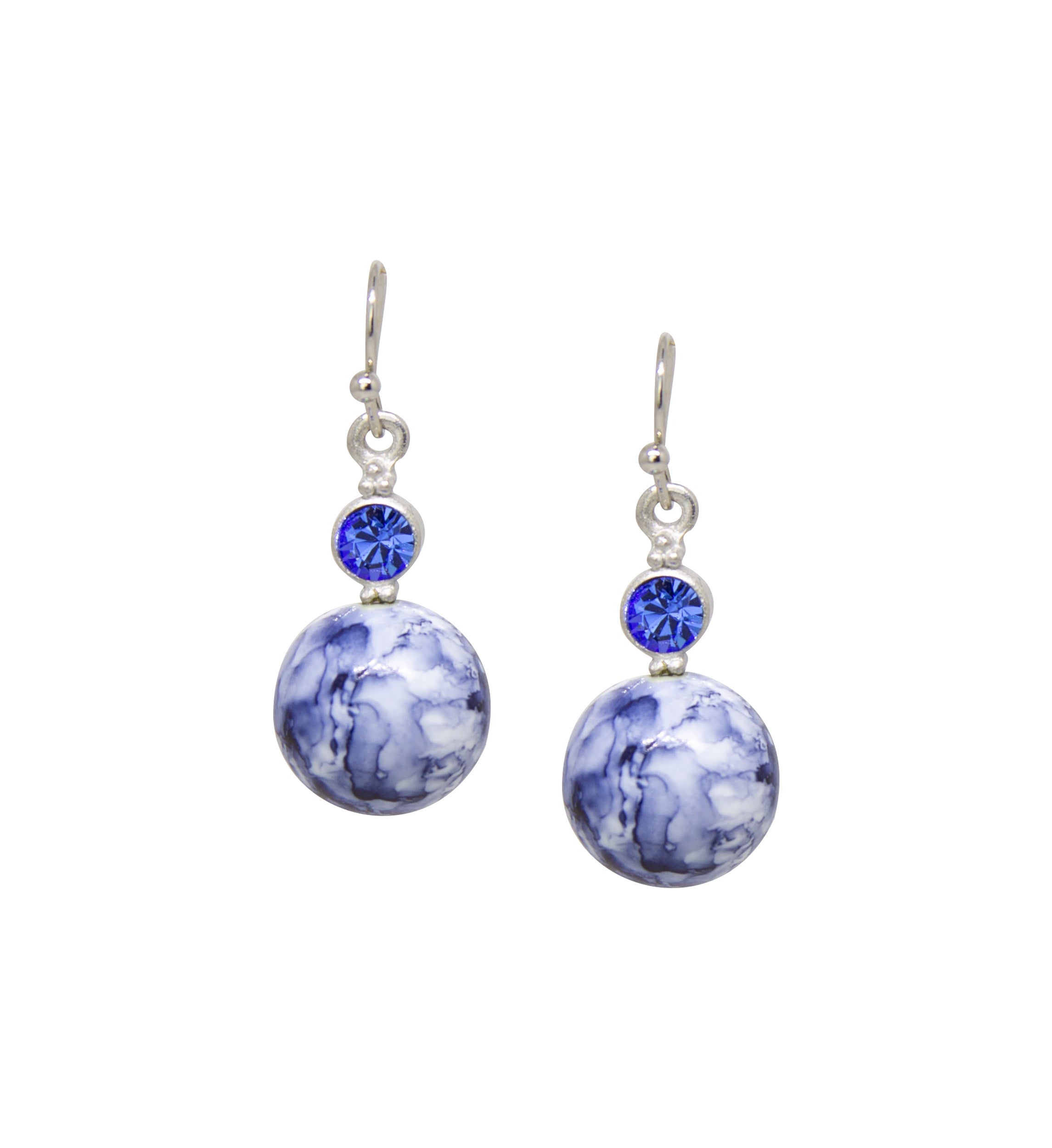 1928 Jewelry Blue Denim Baubles & Sapphire Blue Crystals Drop Earrings