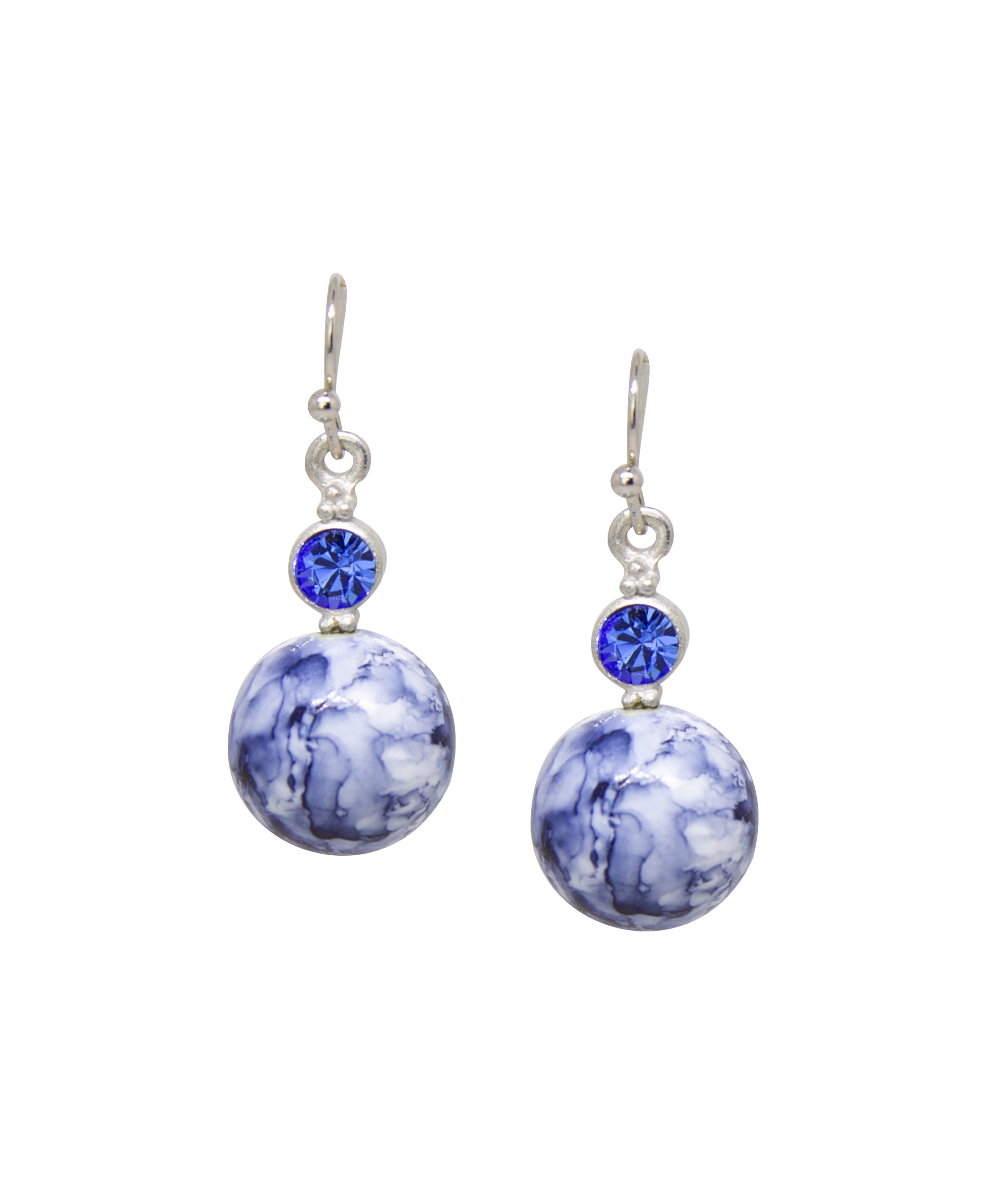 1928 Jewelry Blue Denim Baubles & Sapphire Blue Crystals Drop Earrings