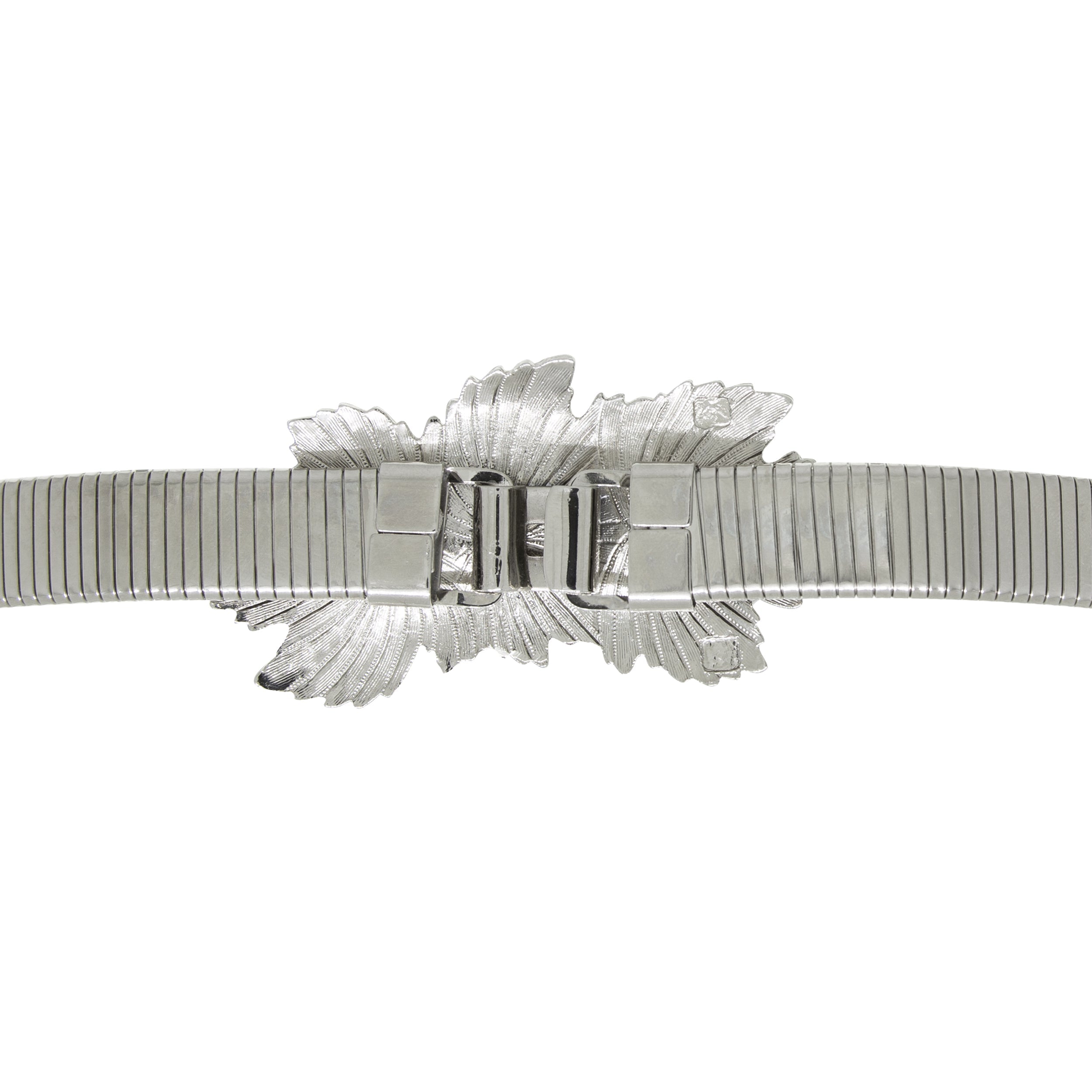 1928 Jewelry Silver Layered Leaves Buckle Snake Belt