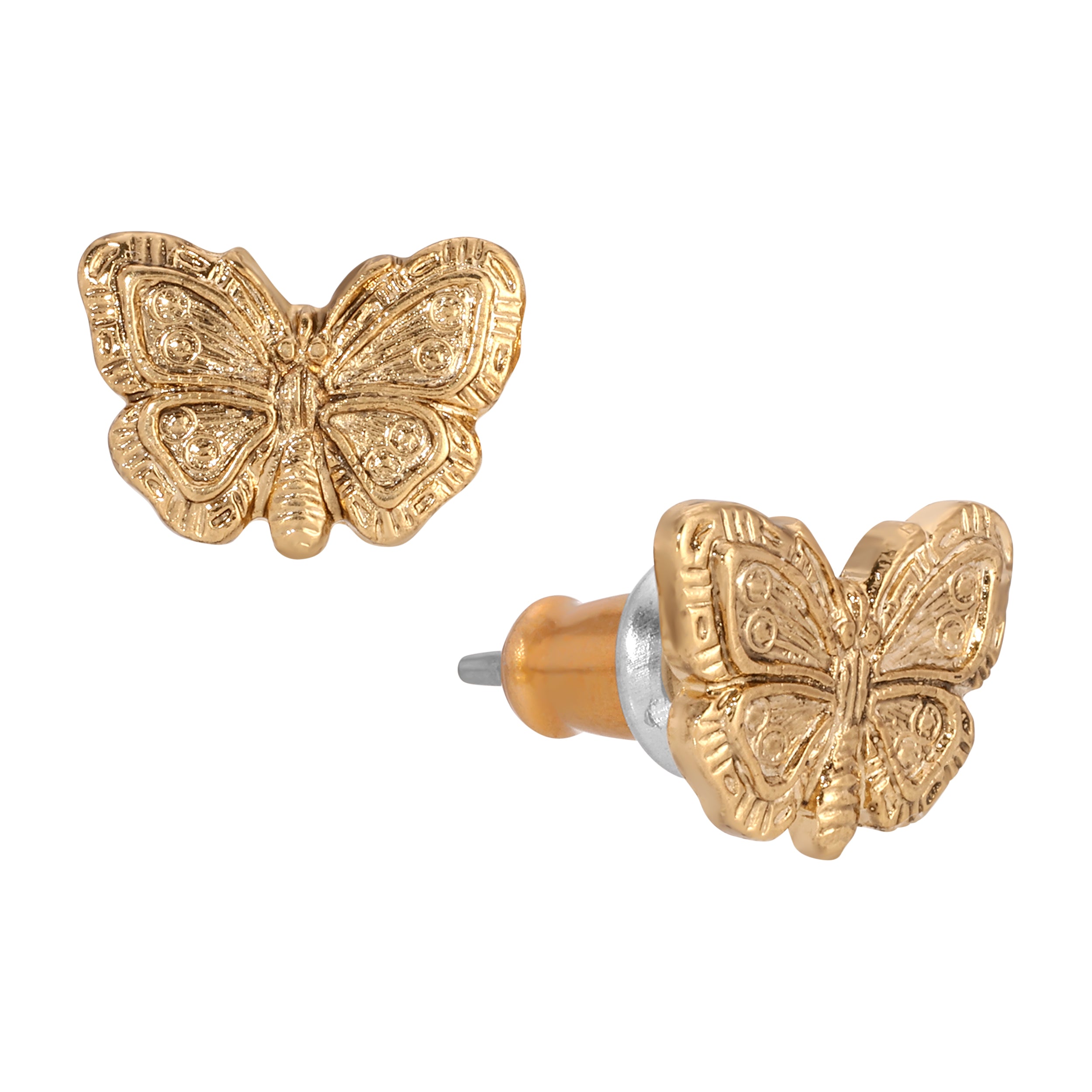 Petite Monarch Butterfly Gold Tone Stud Earrings