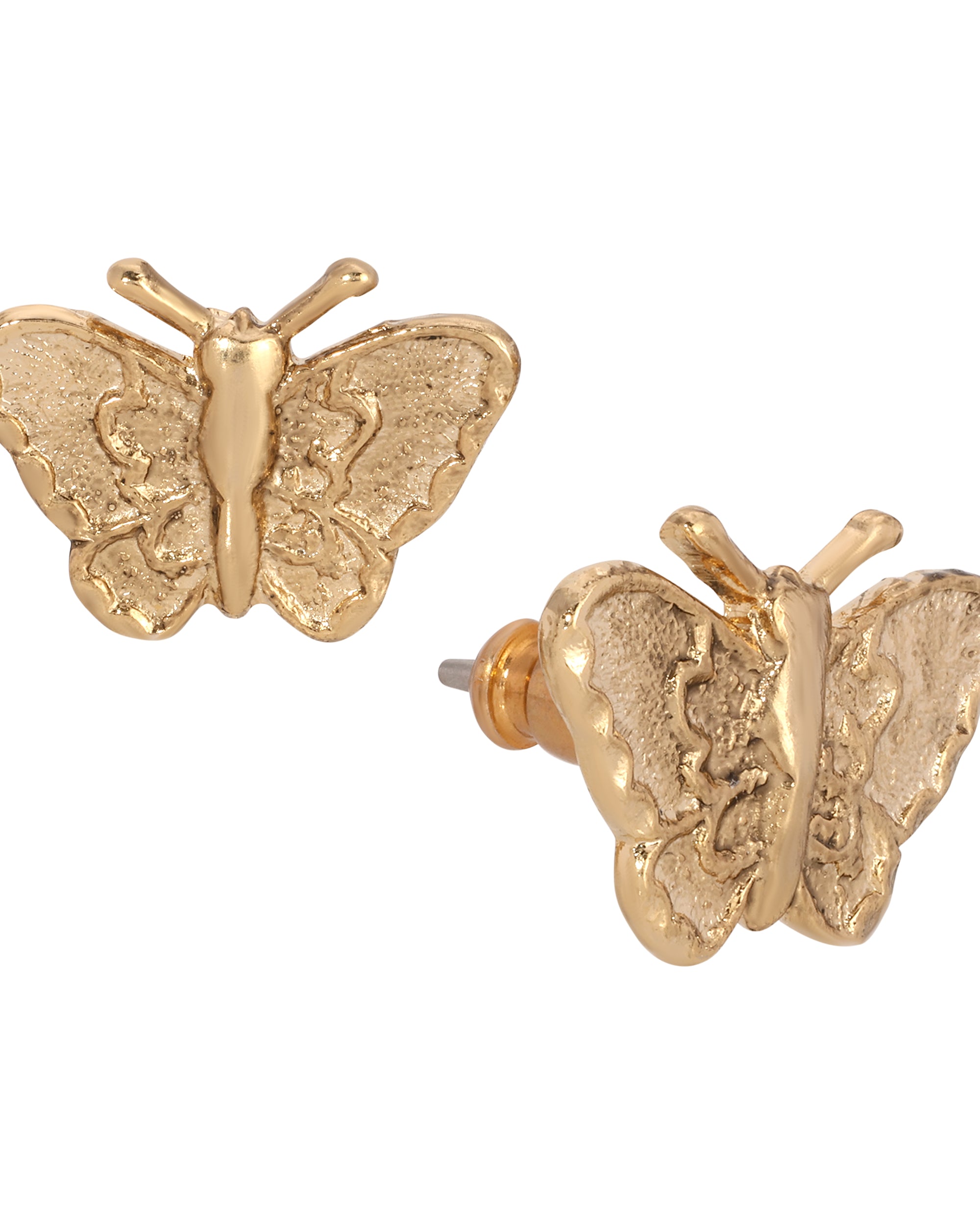 Dainty Gold Tone Butterfly Stud Earrings