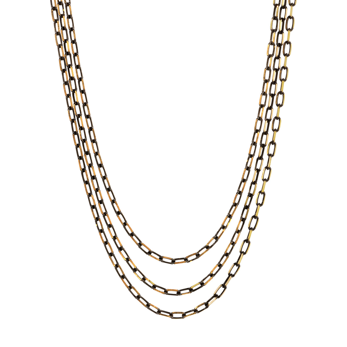 Black & Gold Multi-Length Layered Chain Necklace 16" + 3" Extension