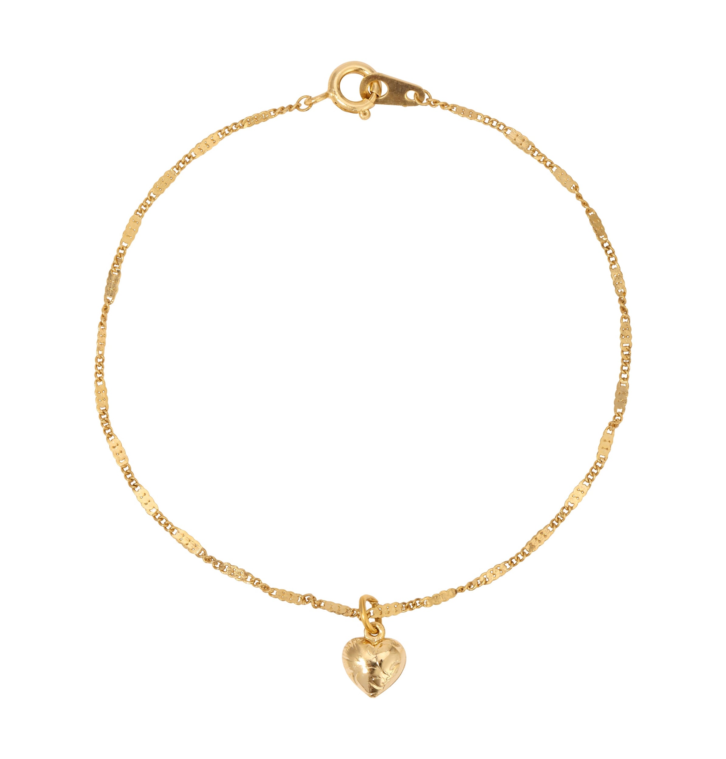 1928 Jewelry Small Puffed Floral Heart Bracelet 7"