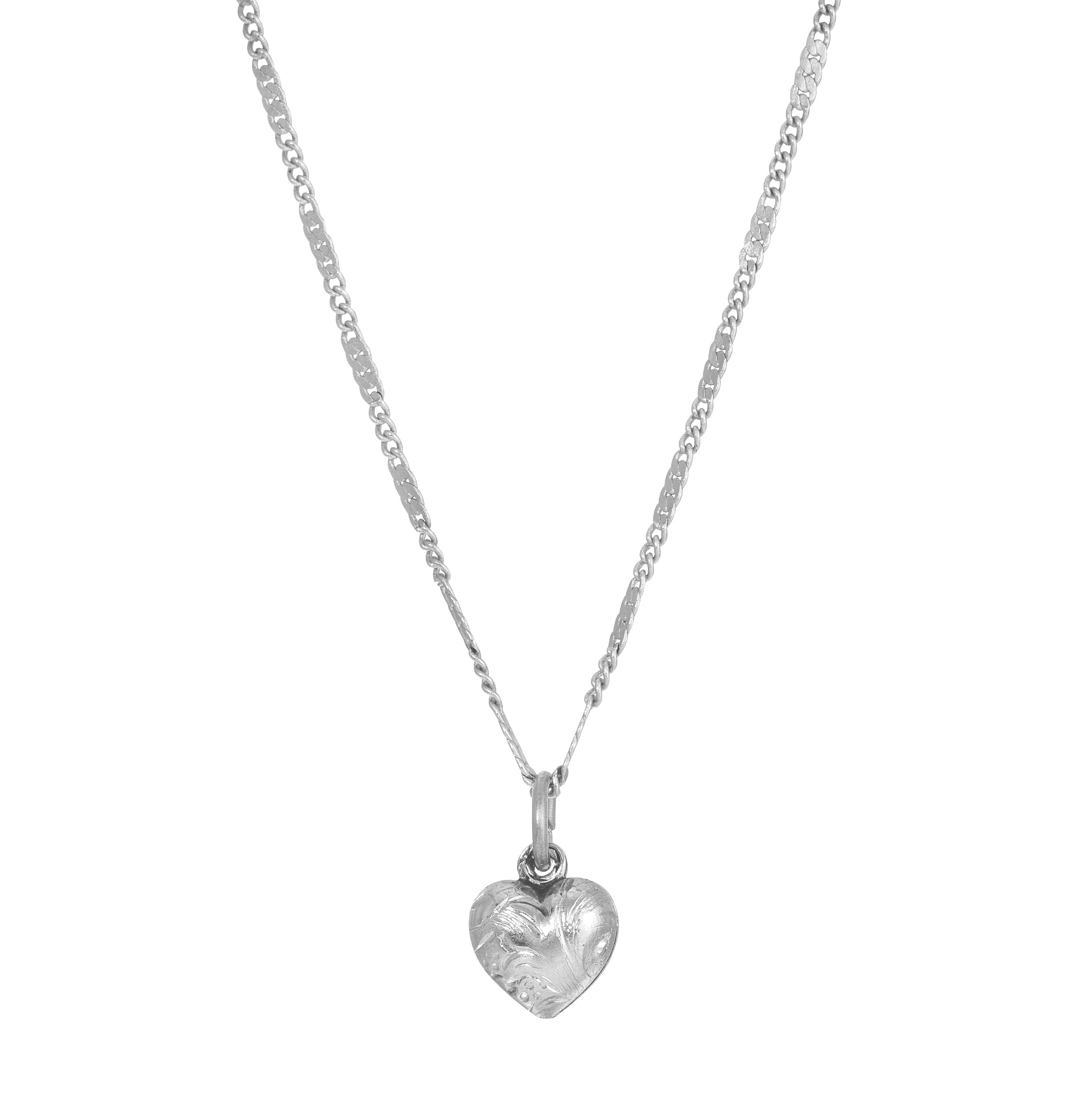 1928 Jewelry Small Puffed Floral Heart Pendant Necklace 15"