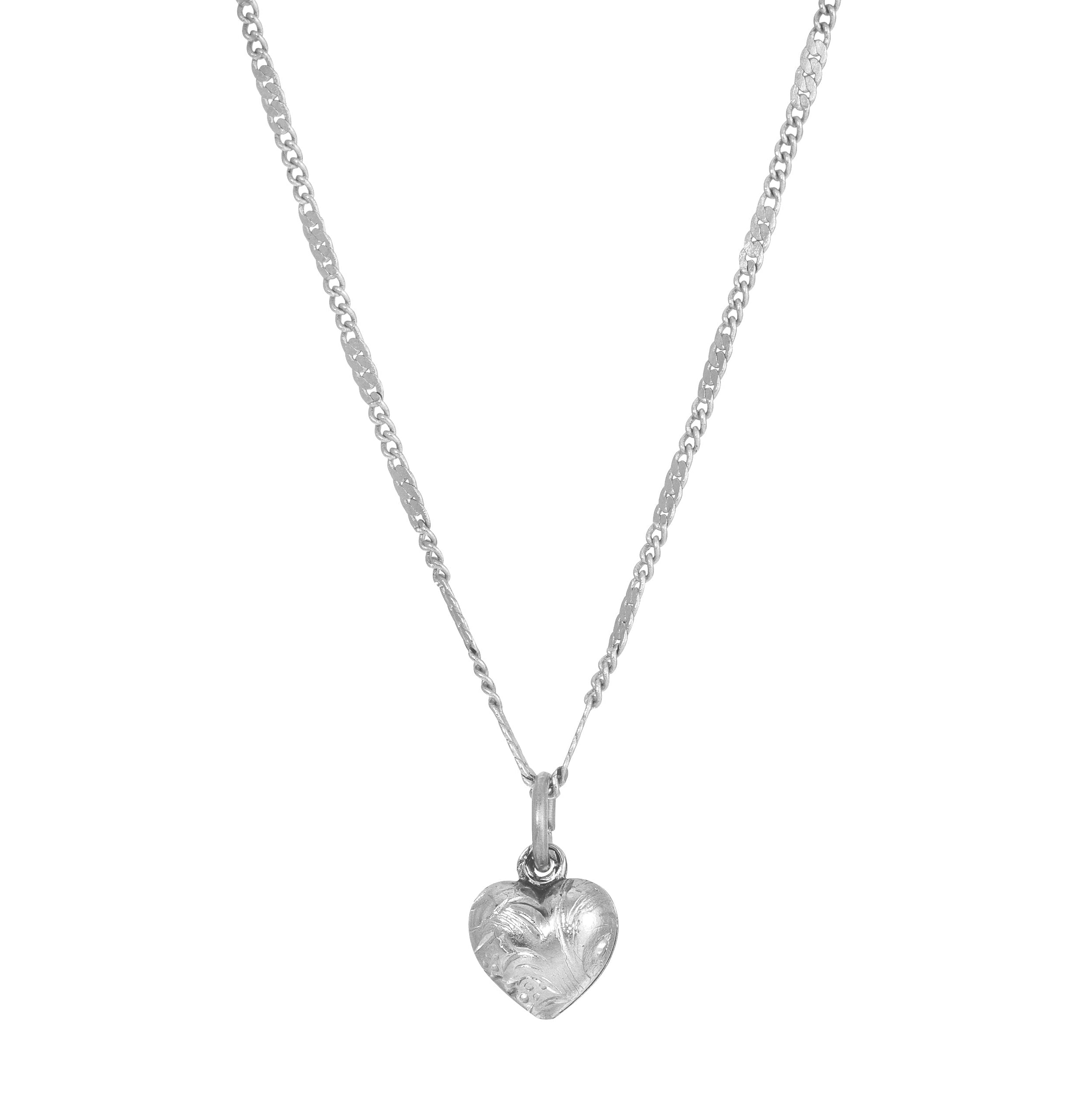 1928 Jewelry Small Puffed Floral Heart Pendant Necklace 15"