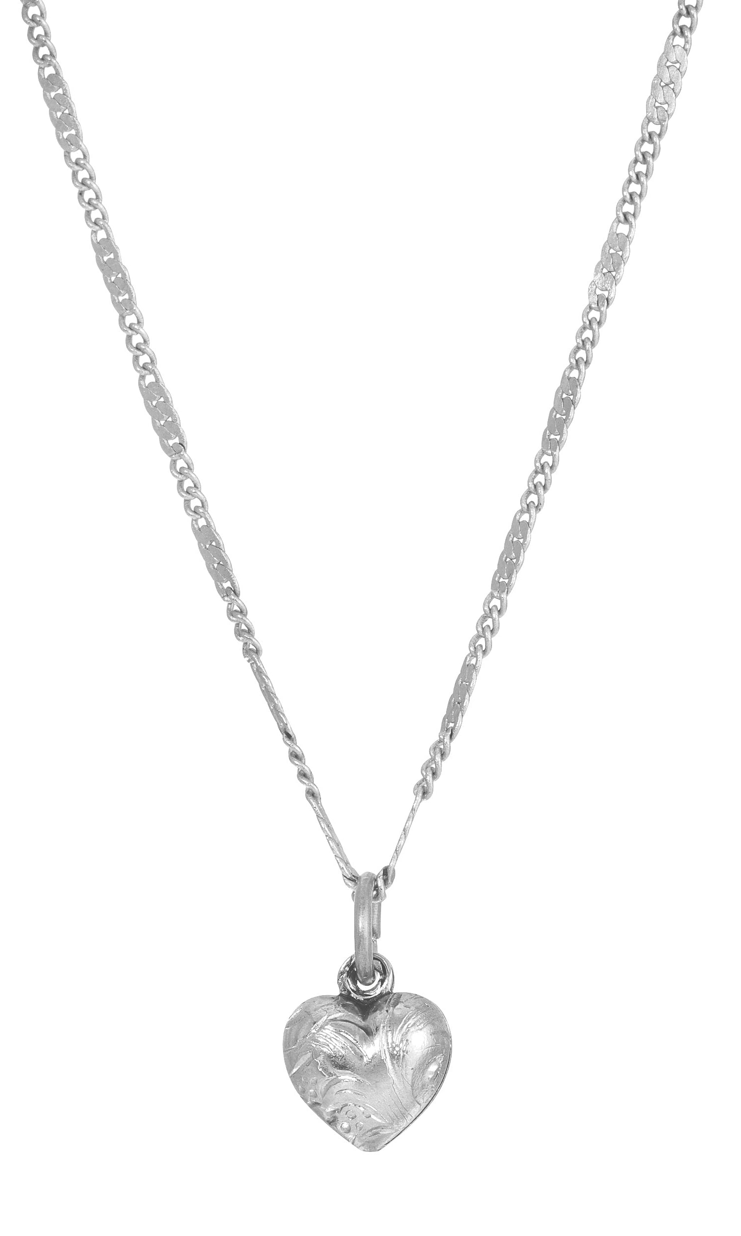 1928 Jewelry Small Puffed Floral Heart Pendant Necklace 15"