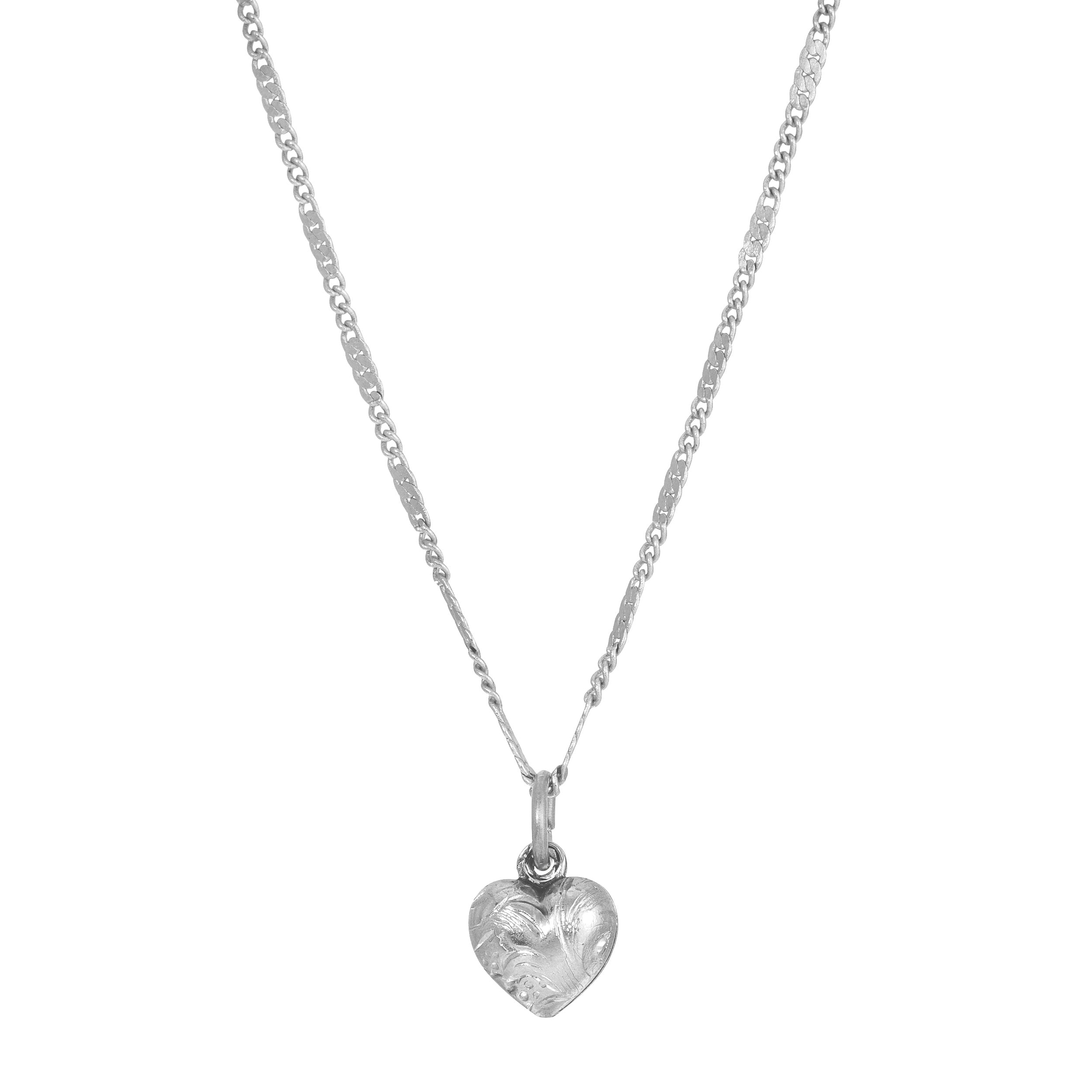 1928 Jewelry Small Puffed Floral Heart Pendant Necklace 15"