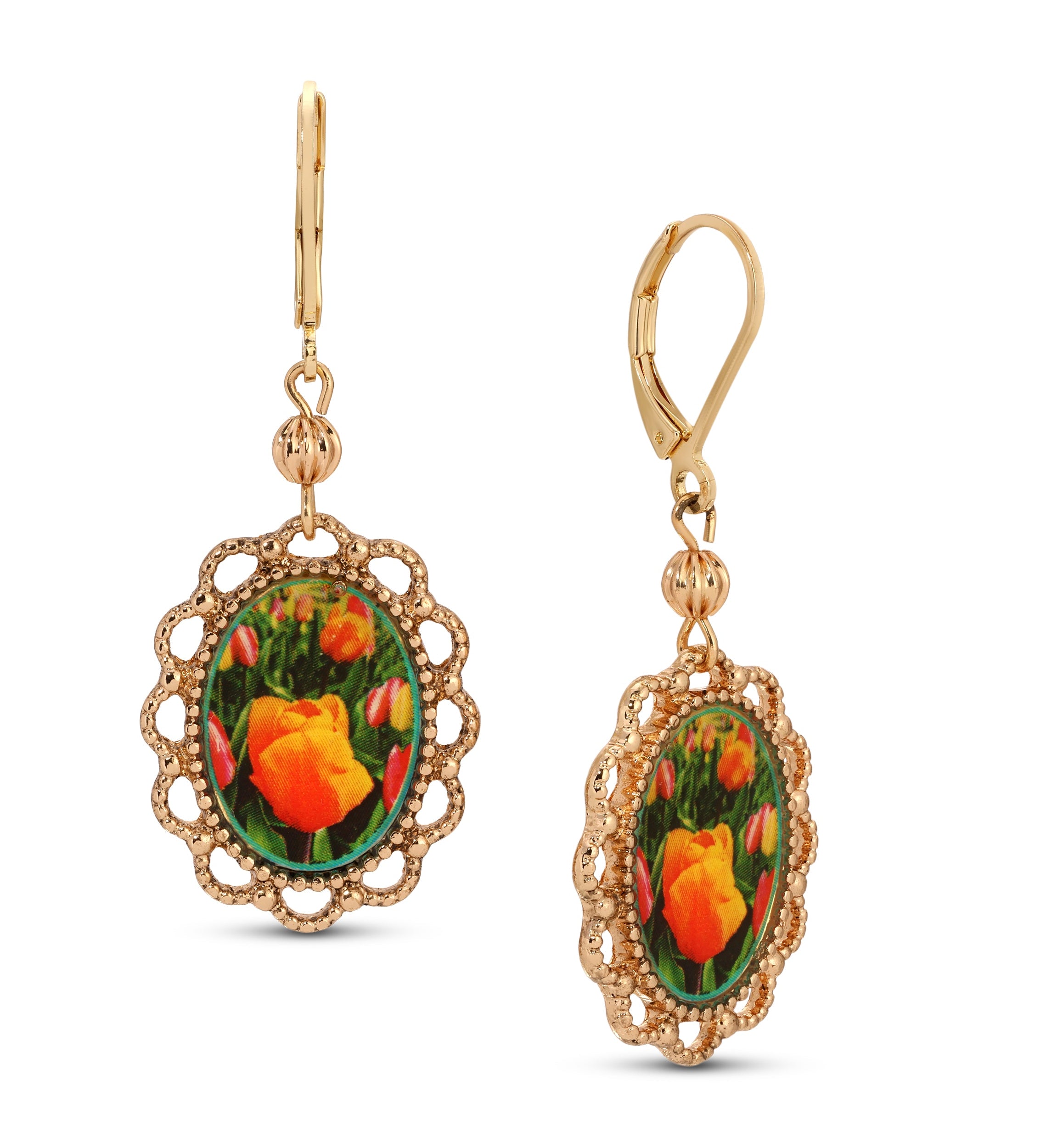 1928 Jewelry Blooming Tulips Drop Earrings