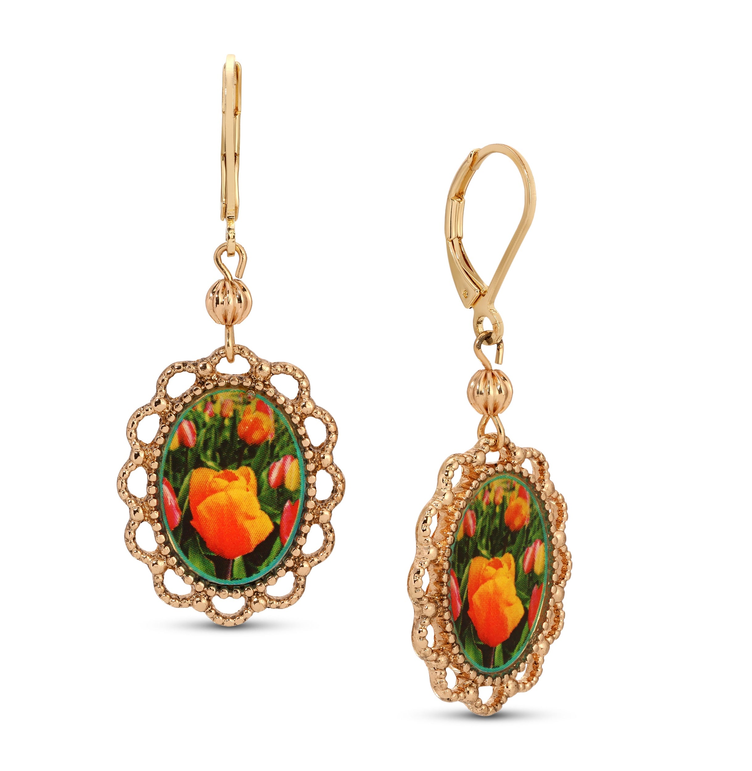 1928 Jewelry Blooming Tulips Drop Earrings