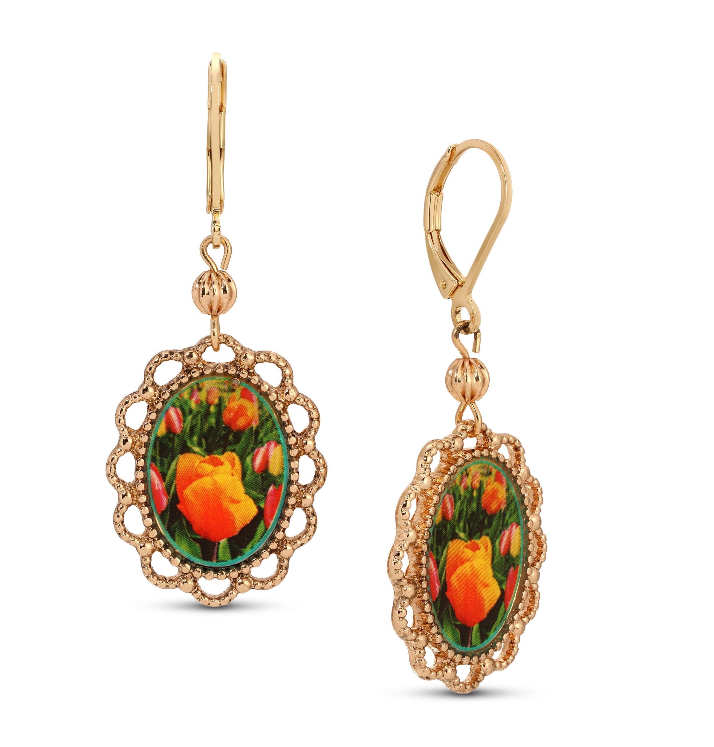 1928 Jewelry Blooming Tulips Drop Earrings