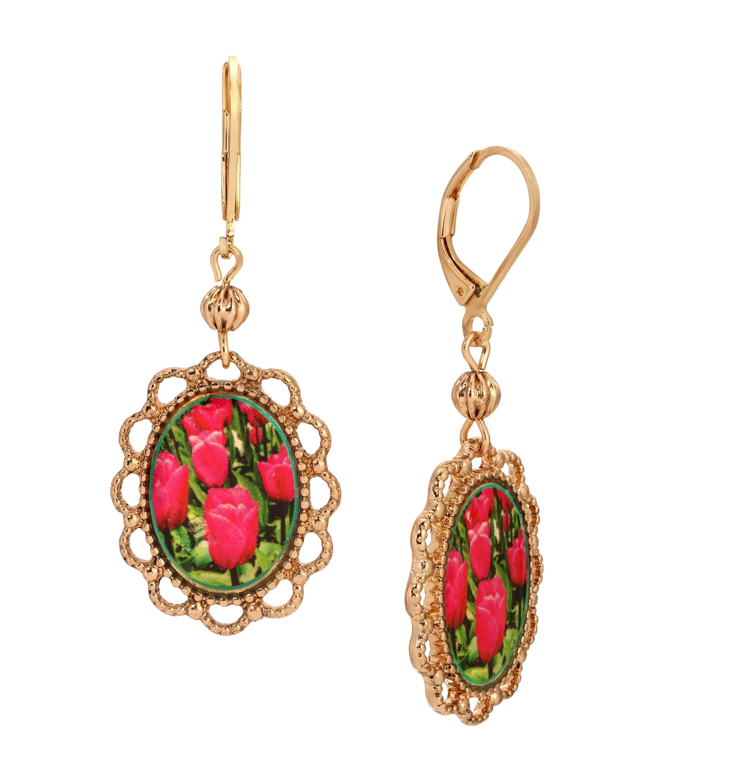 1928 Jewelry Blooming Tulips Drop Earrings