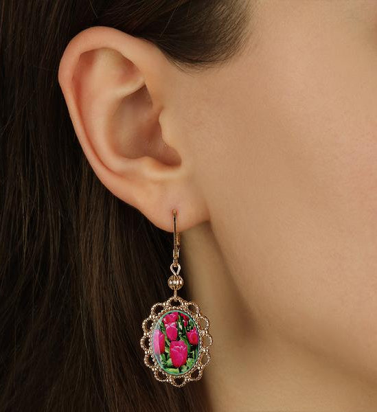 1928 Jewelry Blooming Tulips Drop Earrings
